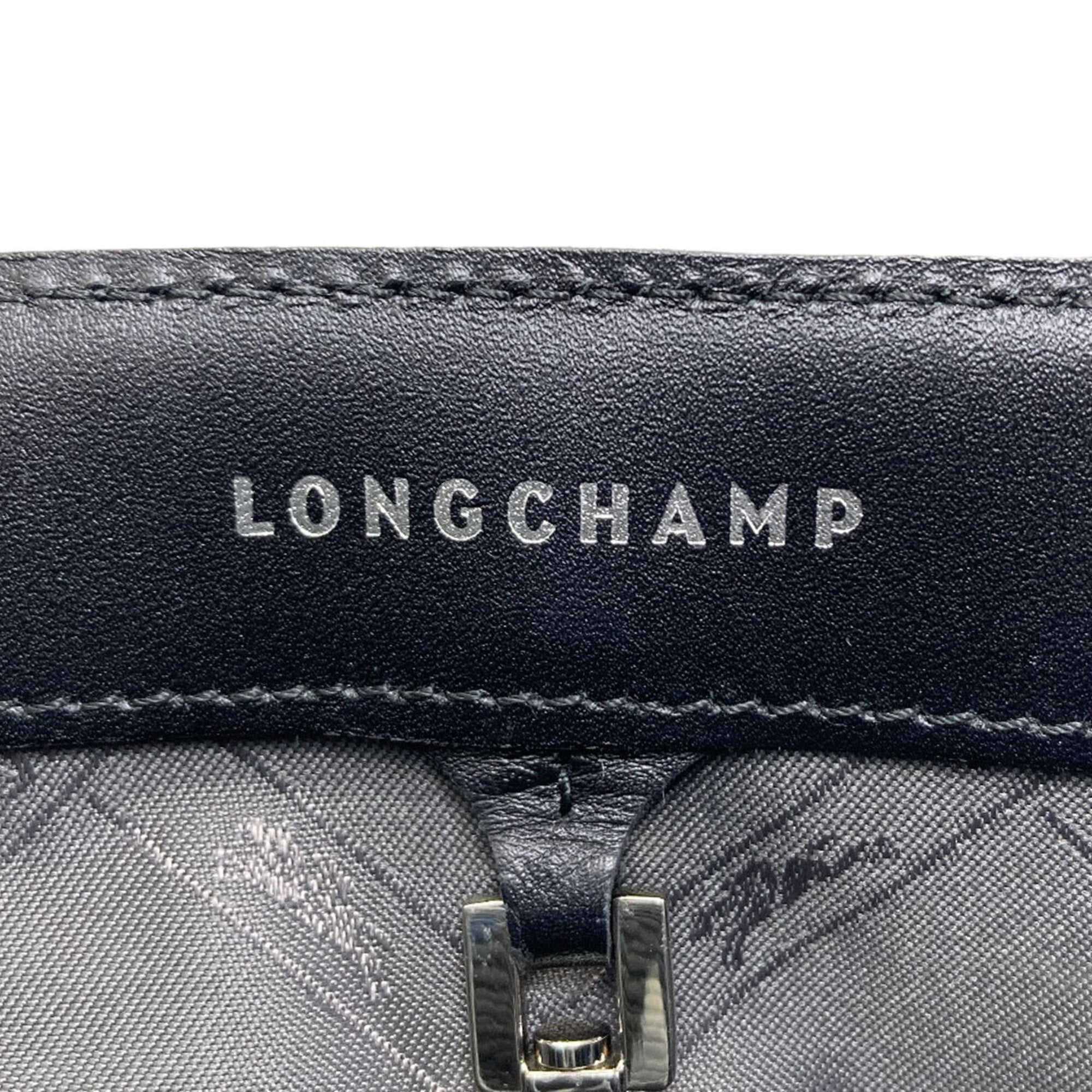 Longchamp Black Blue Leather Handbag (Pre-Owned)