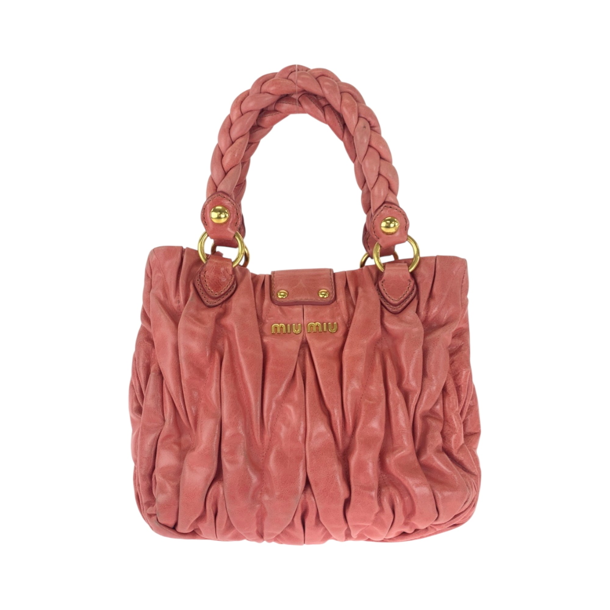 Miu Miu Pink Leather Handbag Tote Bag (Pre-Owned)