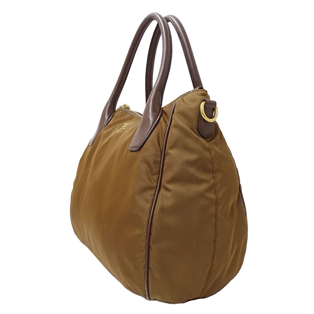 Prada Brown Nylon Handbag Shoulder Bag (Pre-Owned)