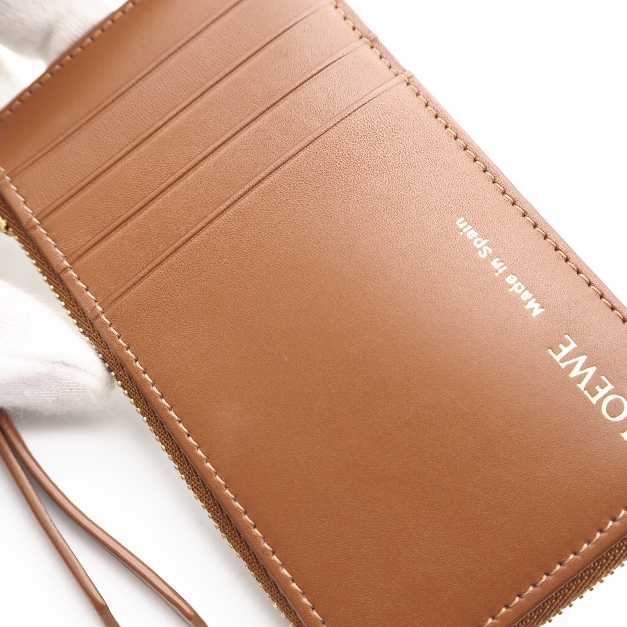 Loewe Brown Cream Canvas Leather Coin Purse/Coin Case (Pre-Owned)