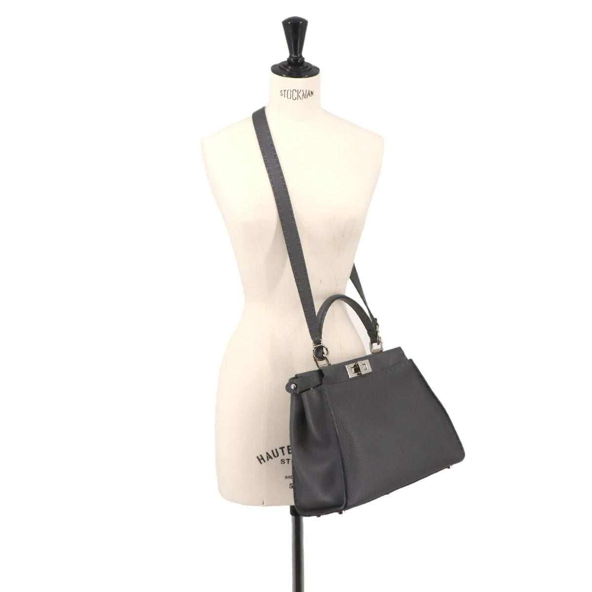 Fendi Gray Leather Handbag (Pre-Owned)