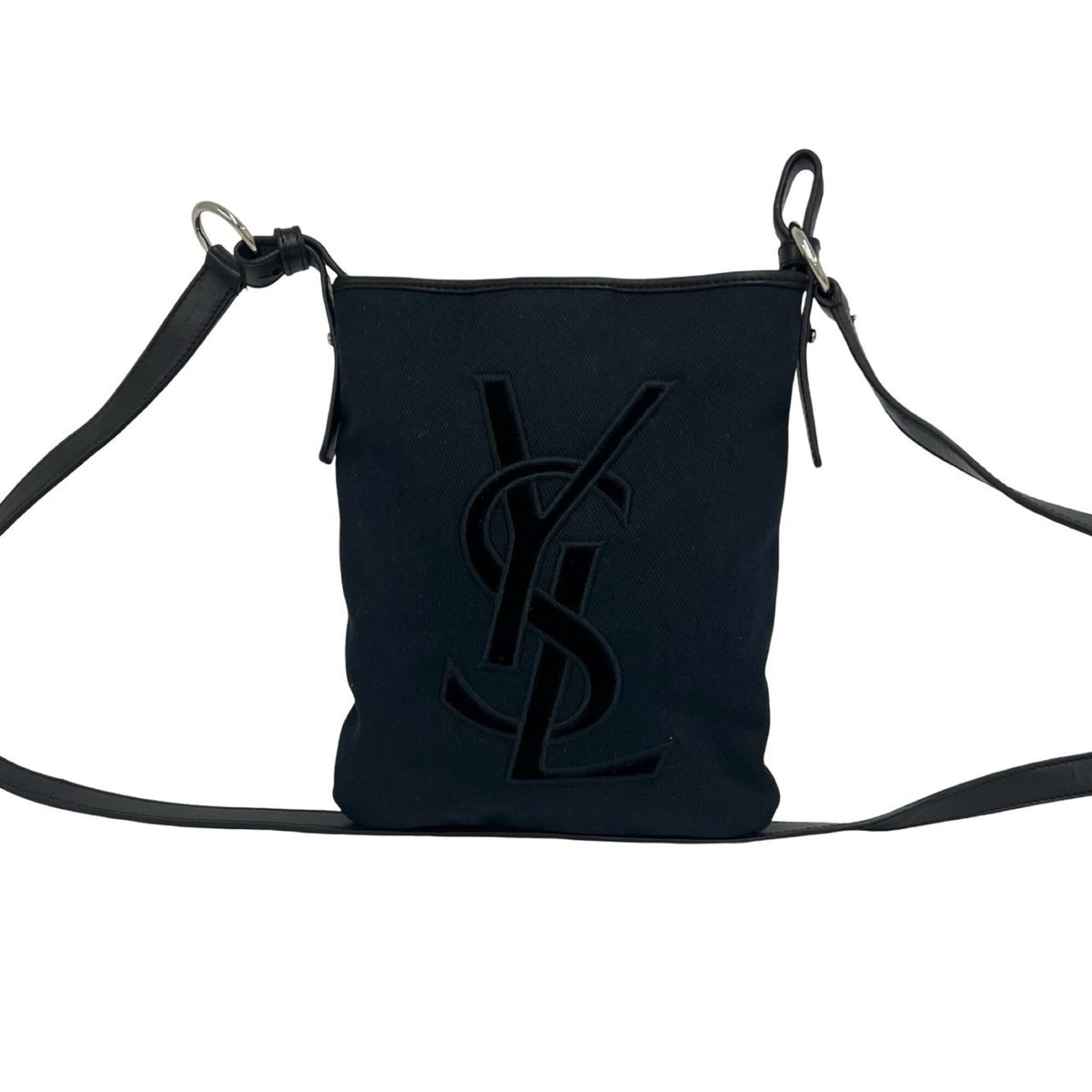 Yves Saint Laurent Black Canvas Leather Shoulder Bag (Pre-Owned)