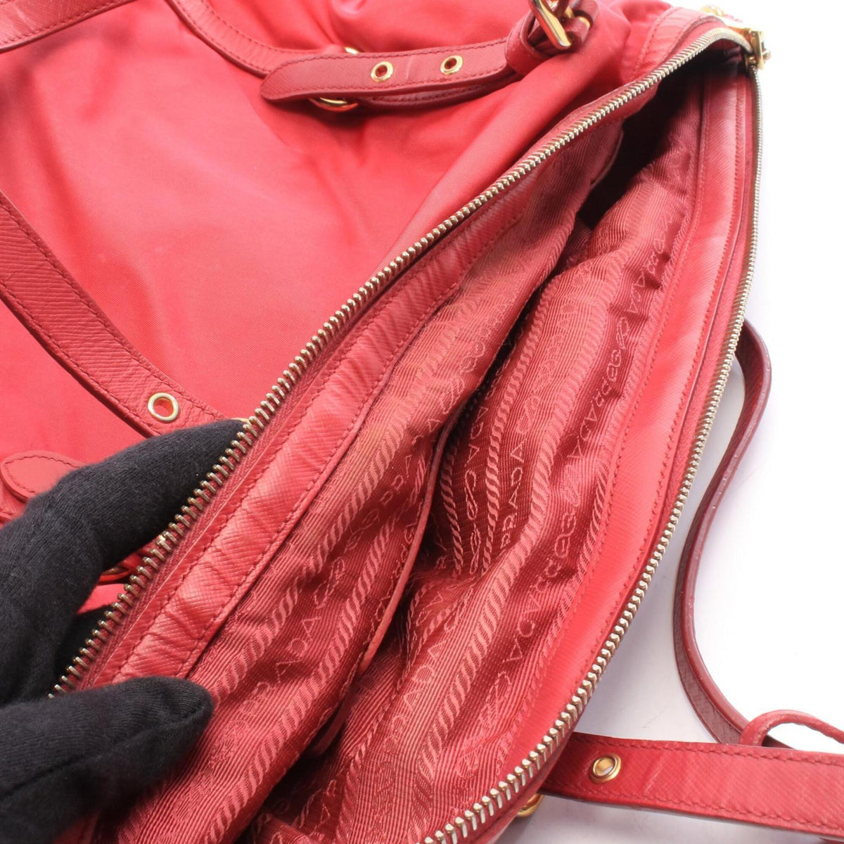 Prada Pink Nylon Leather Handbag Tote Bag (Pre-Owned)