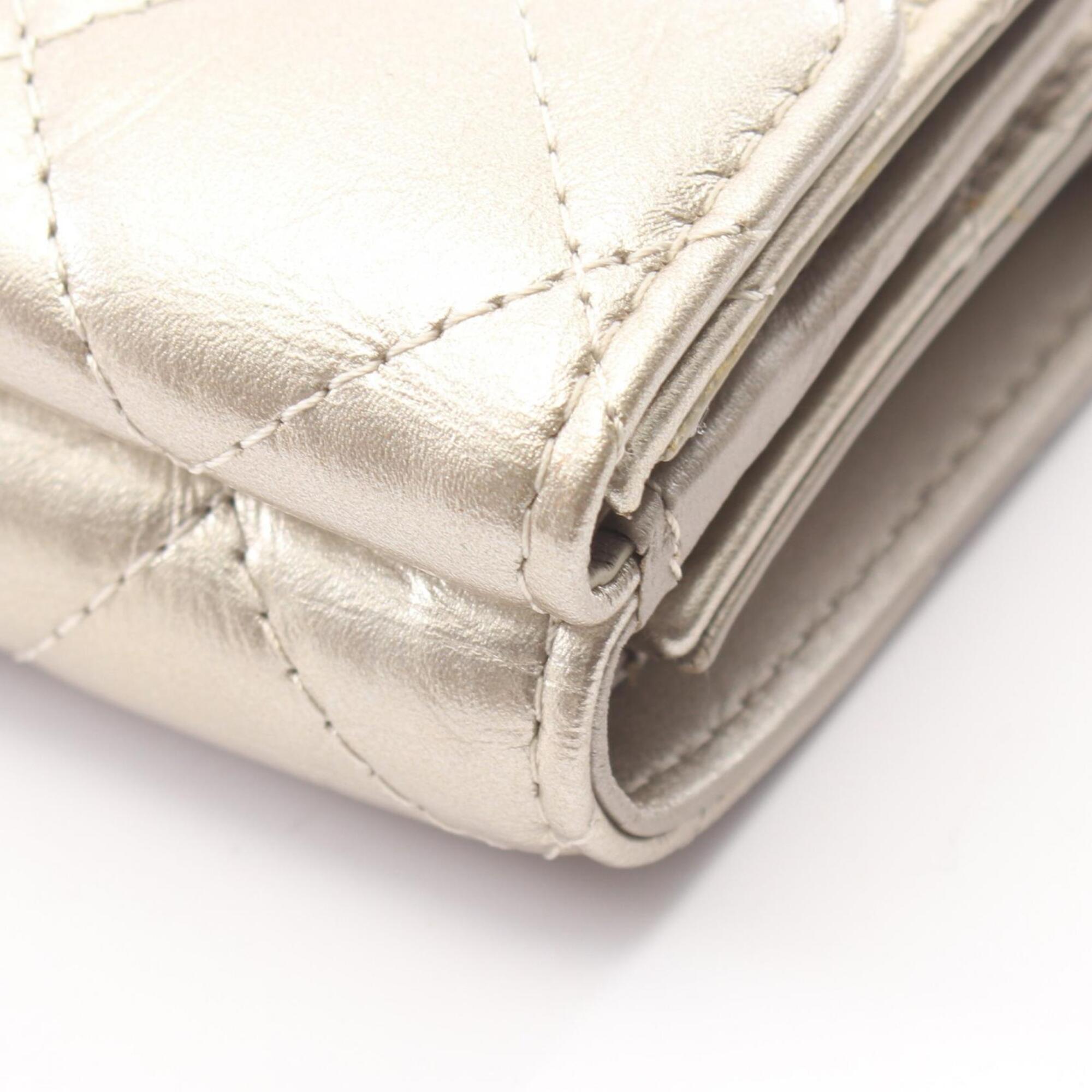 Chanel Gold Leather Wallet (Tri-Fold) (Pre-Owned)