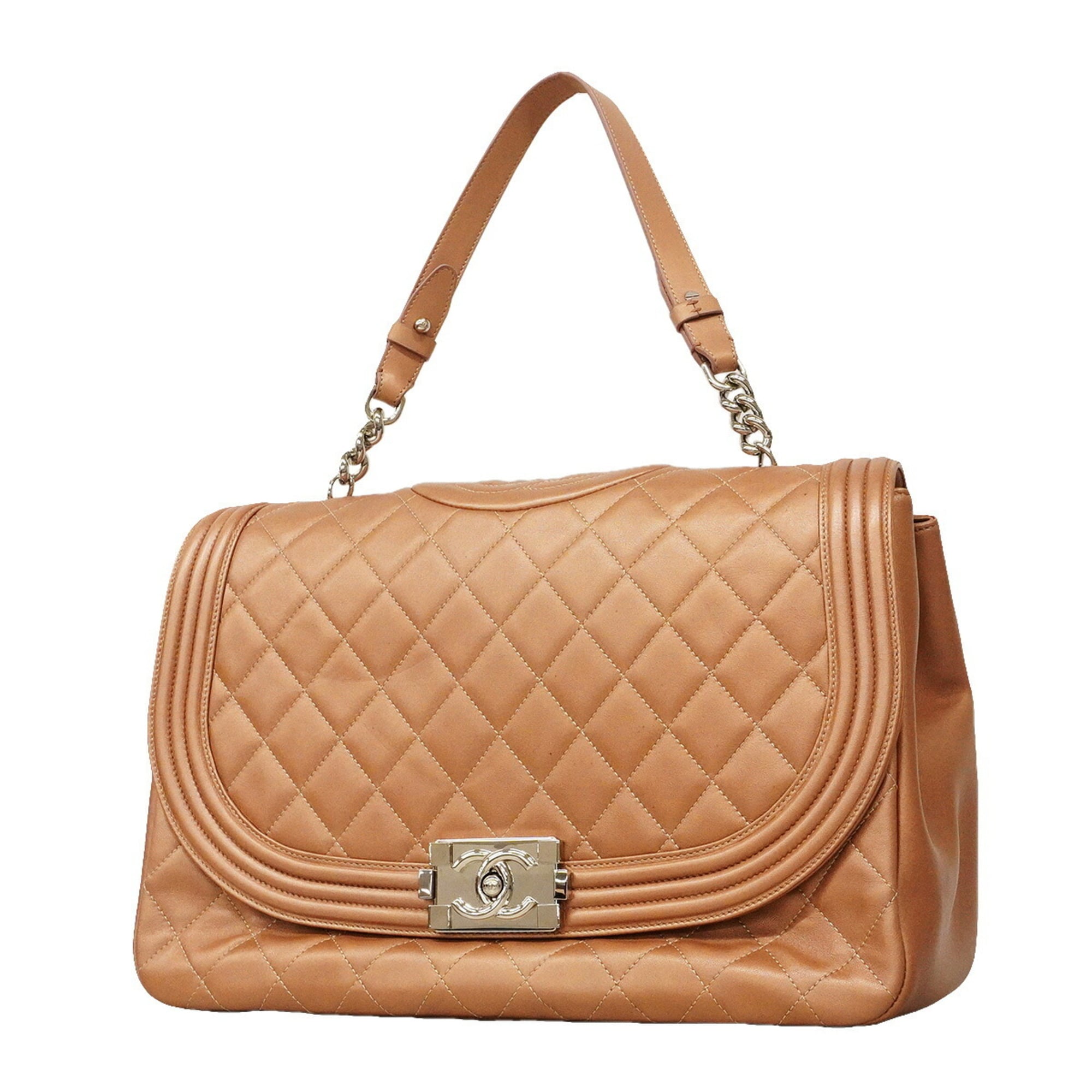 Chanel Pink Beige Leather Handbag (Pre-Owned)