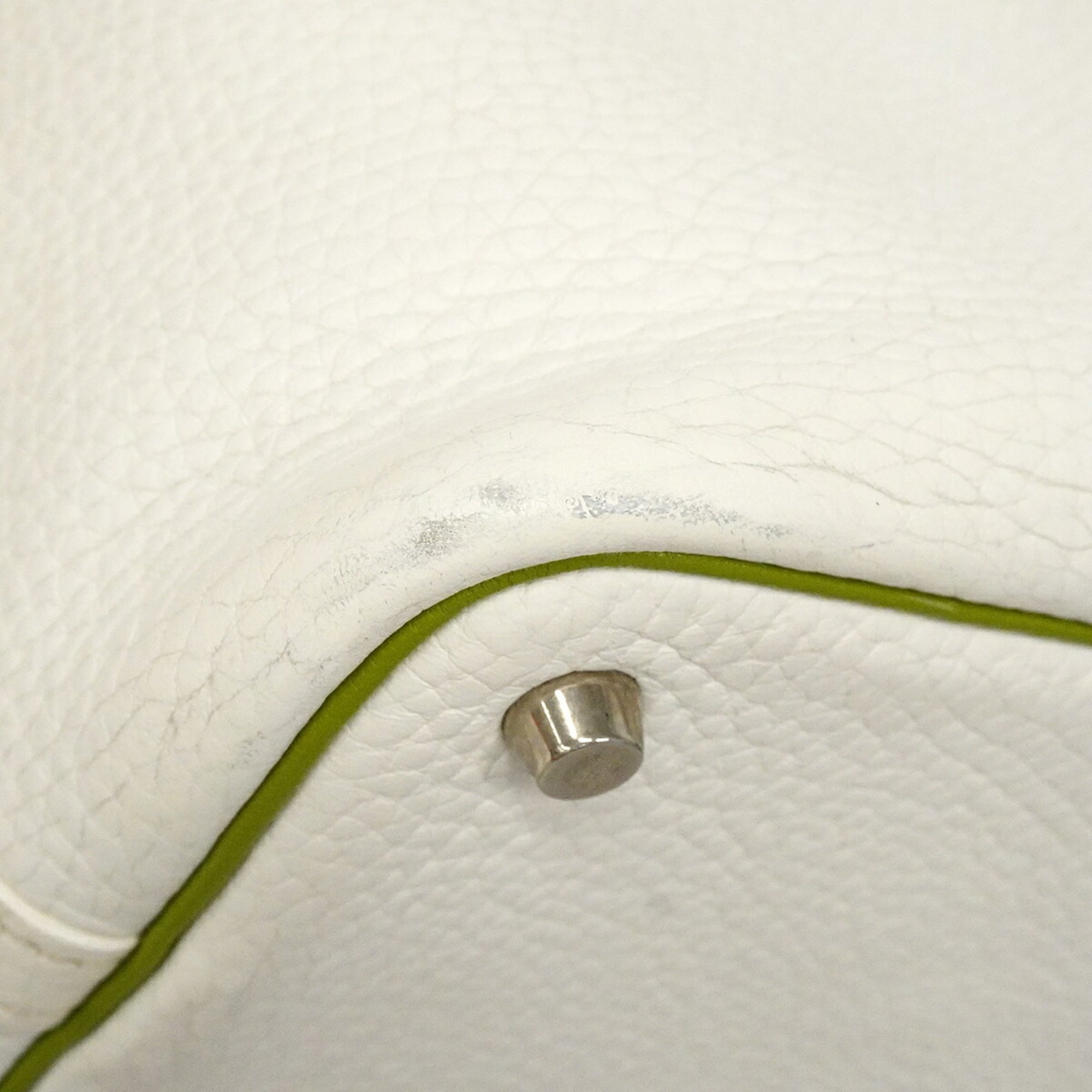 Hermes Anis Green White Taurillon Clemence Leather Handbag (Pre-Owned)