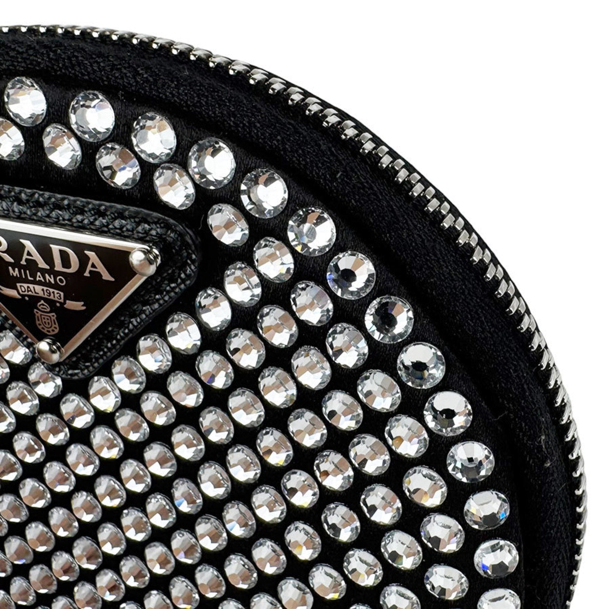 Prada Black Satin Rhinestone Shoulder Bag (Pre-Owned)