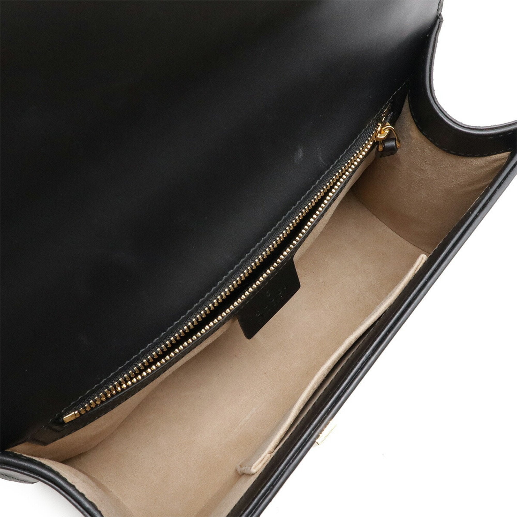 Gucci Black Green Red Color Leather Clutch Bag Shoulder Bag (Pre-Owned)