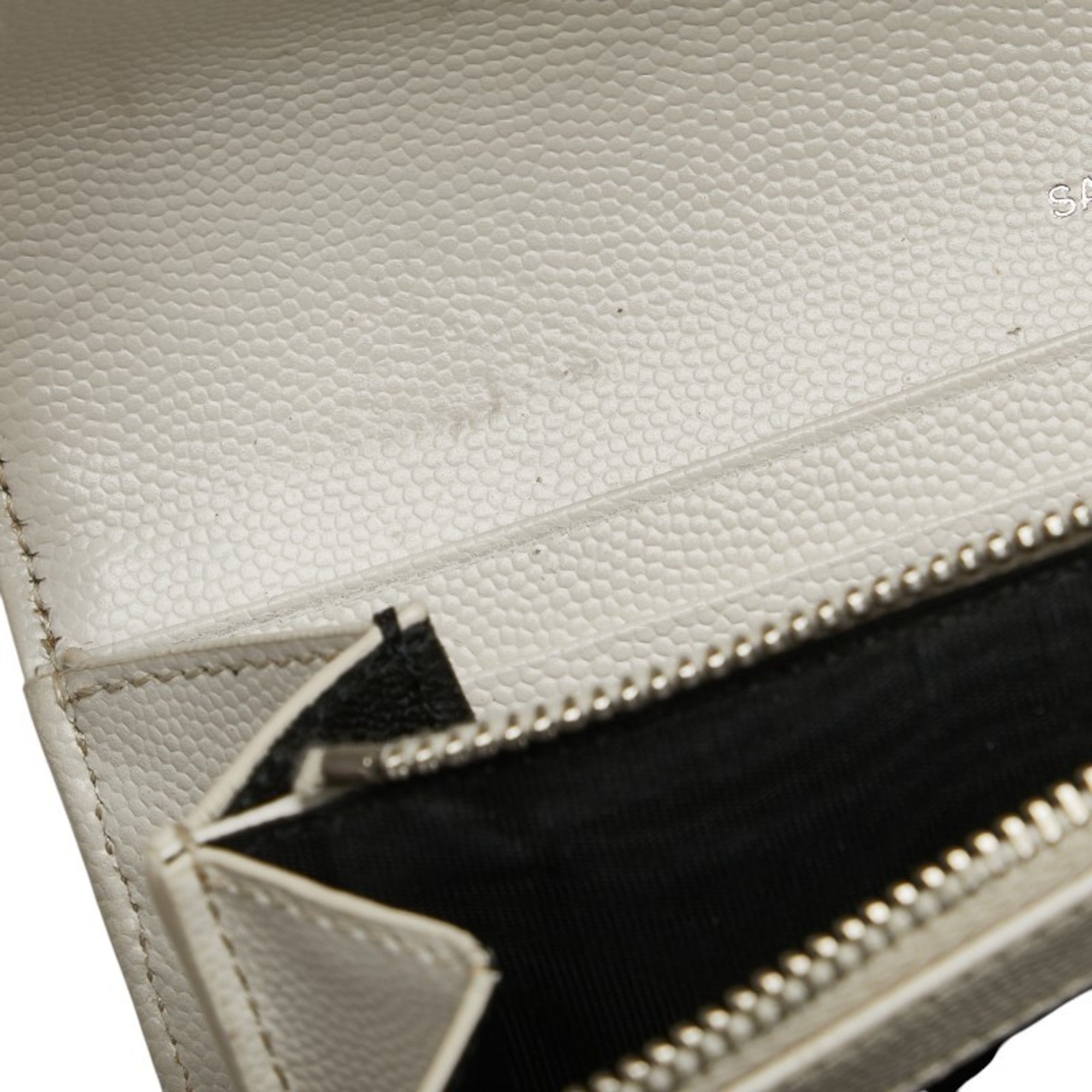 Saint Laurent White Leather Long Wallet (Bi-Fold) (Pre-Owned)