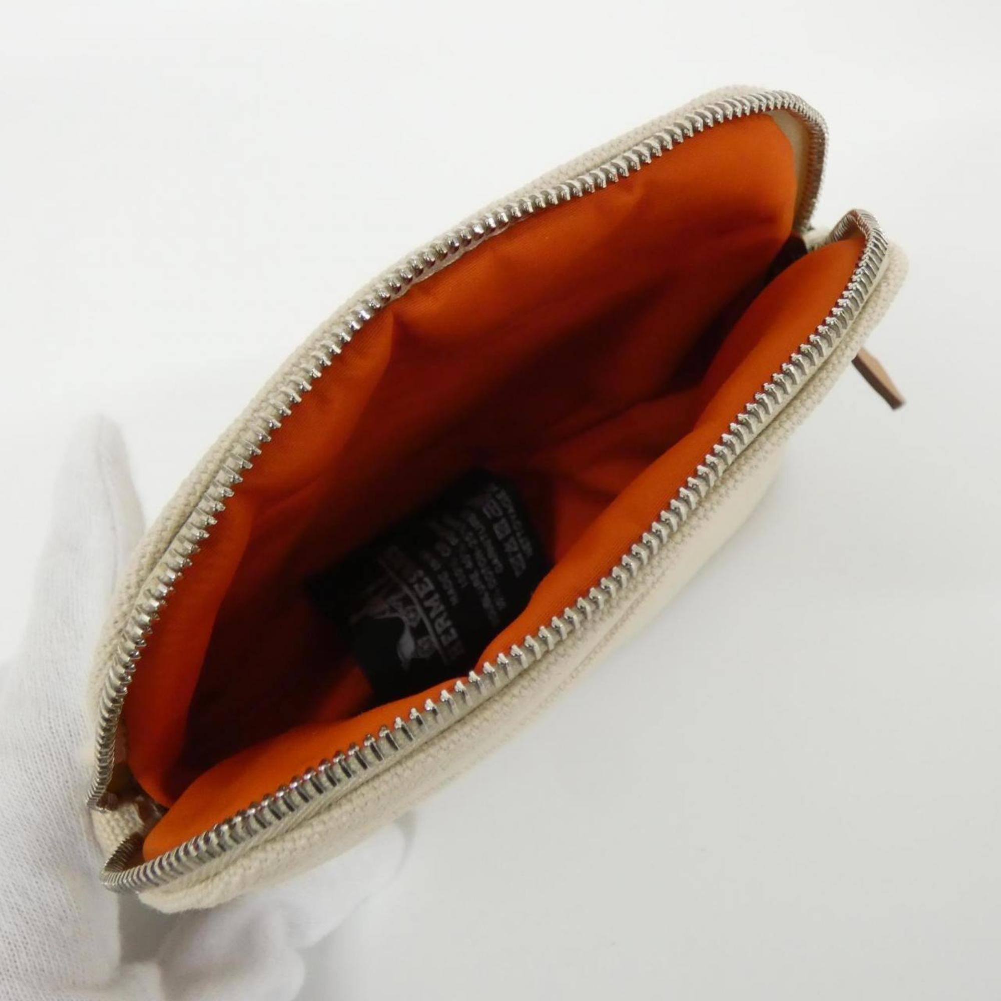 Hermes Beige Ivory Canvas Pouch (Pre-Owned)