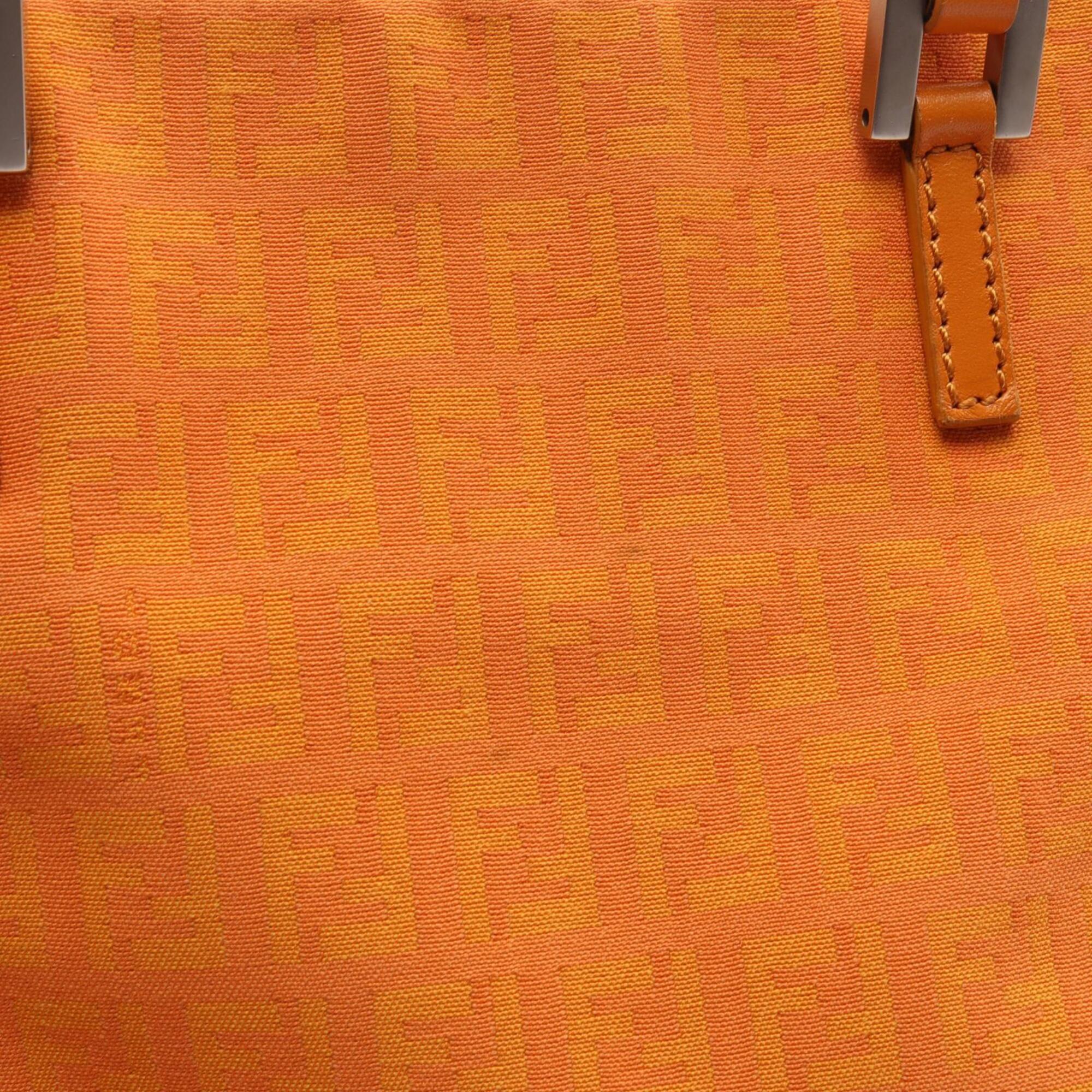 Fendi Orange Canvas Leather Handbag Tote Bag (Pre-Owned)