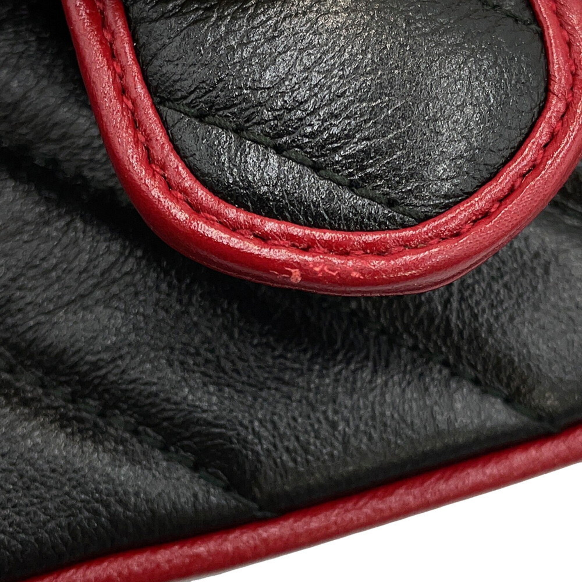 Gucci Gg Marmont Black Red Color Leather Handbag Shoulder Bag (Pre-Owned)