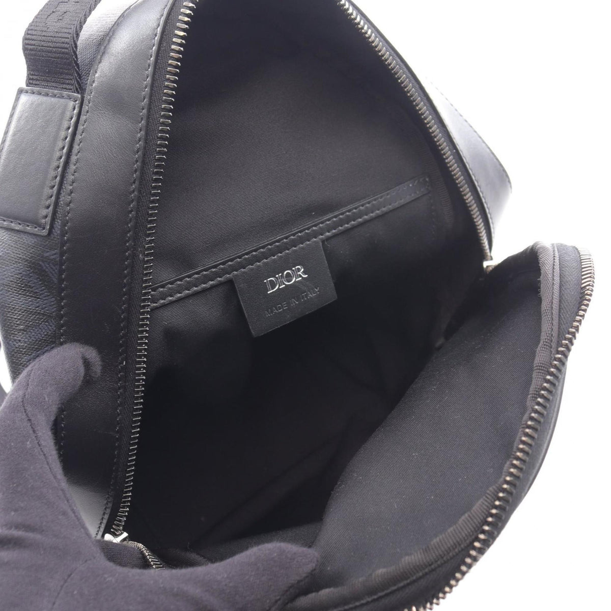 Christian Dior Black Navy Coated Canvas Leather Fanny Pack (Pre-Owned)
