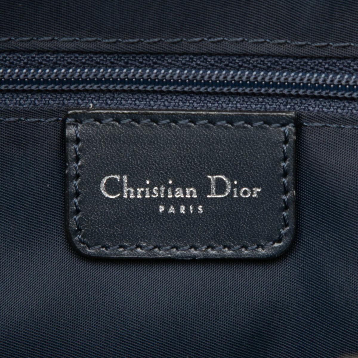Christian Dior Navy Canvas Leather Handbag Tote Bag (Pre-Owned)