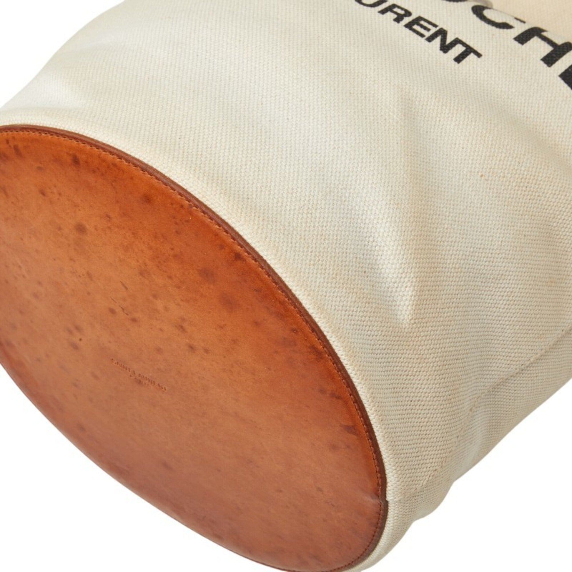 Saint Laurent Brown Ivory Canvas Leather Shoulder Bag (Pre-Owned)