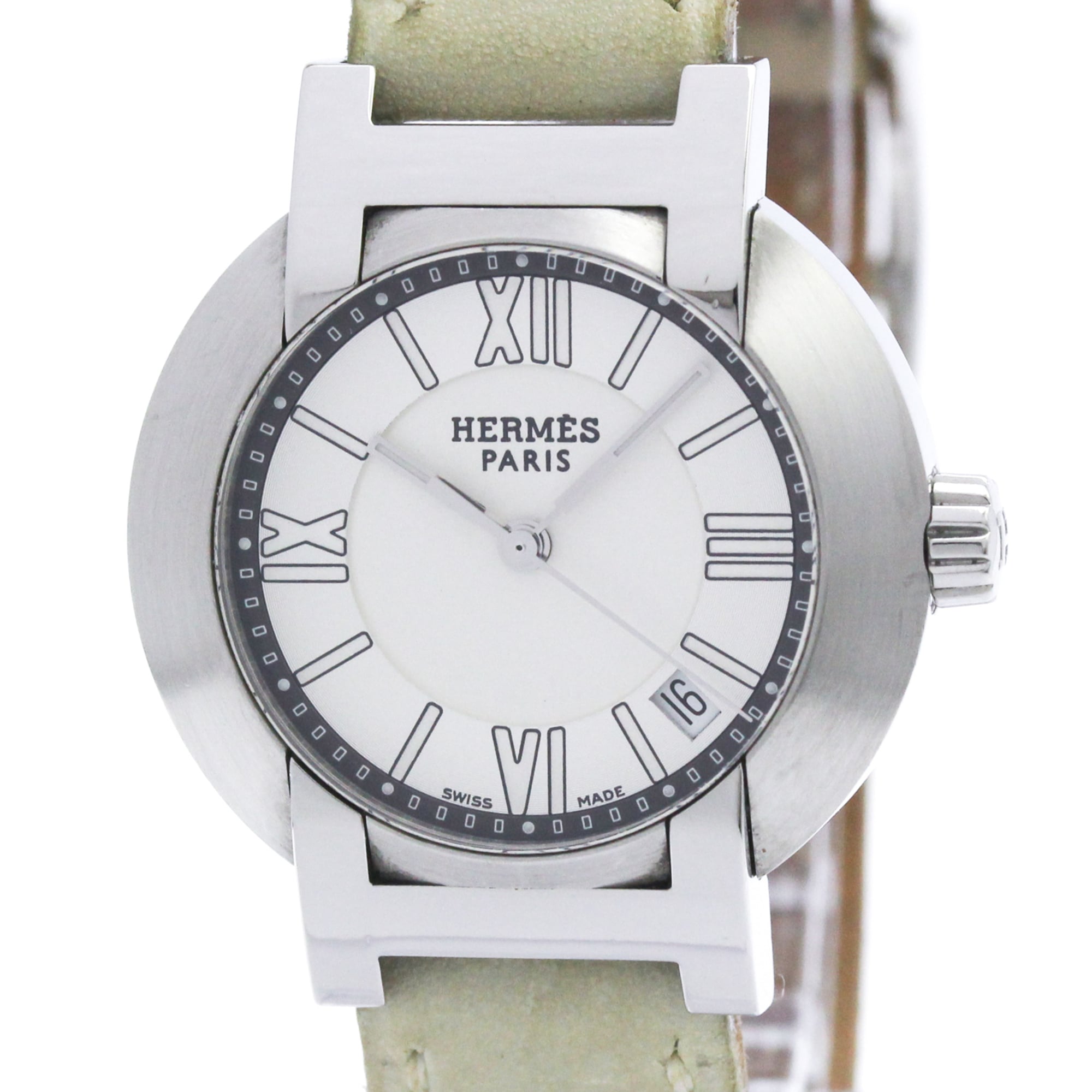 Hermes Nomade Quartz Watch Stainless Steel And Leather Watch (Pre-Owned)