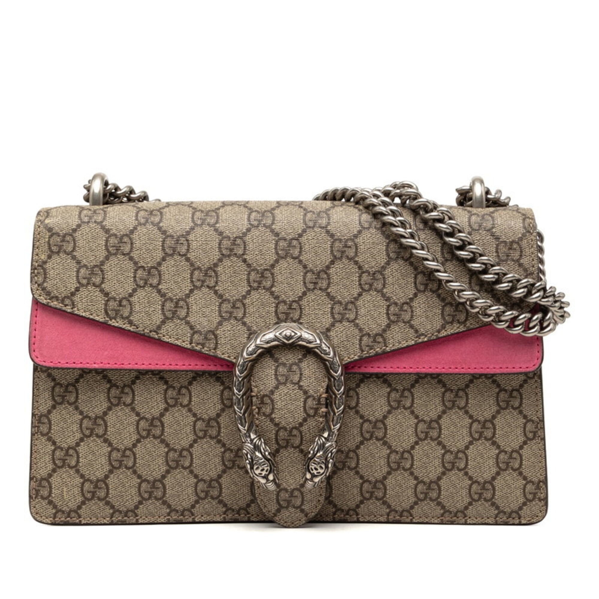 Gucci Beige Pink Pvc Suede Shoulder Bag (Pre-Owned)