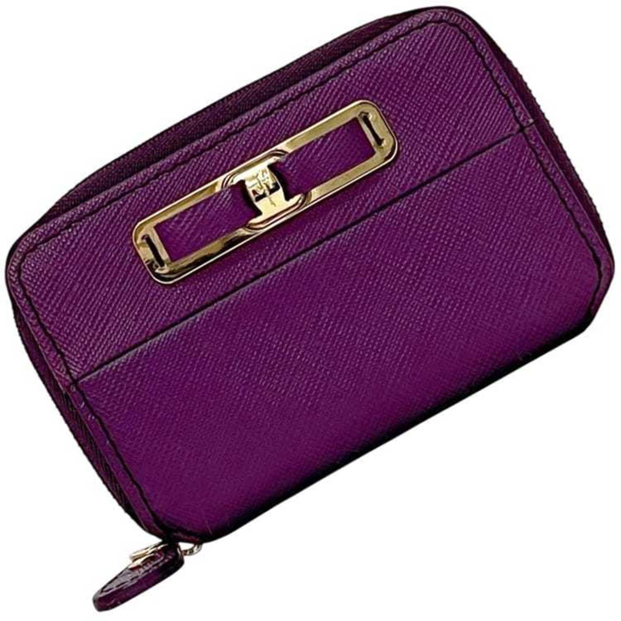 Salvatore Ferragamo Purple Leather Coin Purse/Coin Case (Pre-Owned)