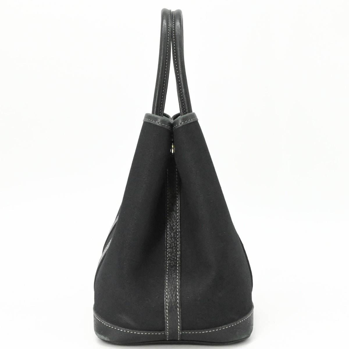 Hermes Garden Black Toile Officier Handbag Tote Bag (Pre-Owned)