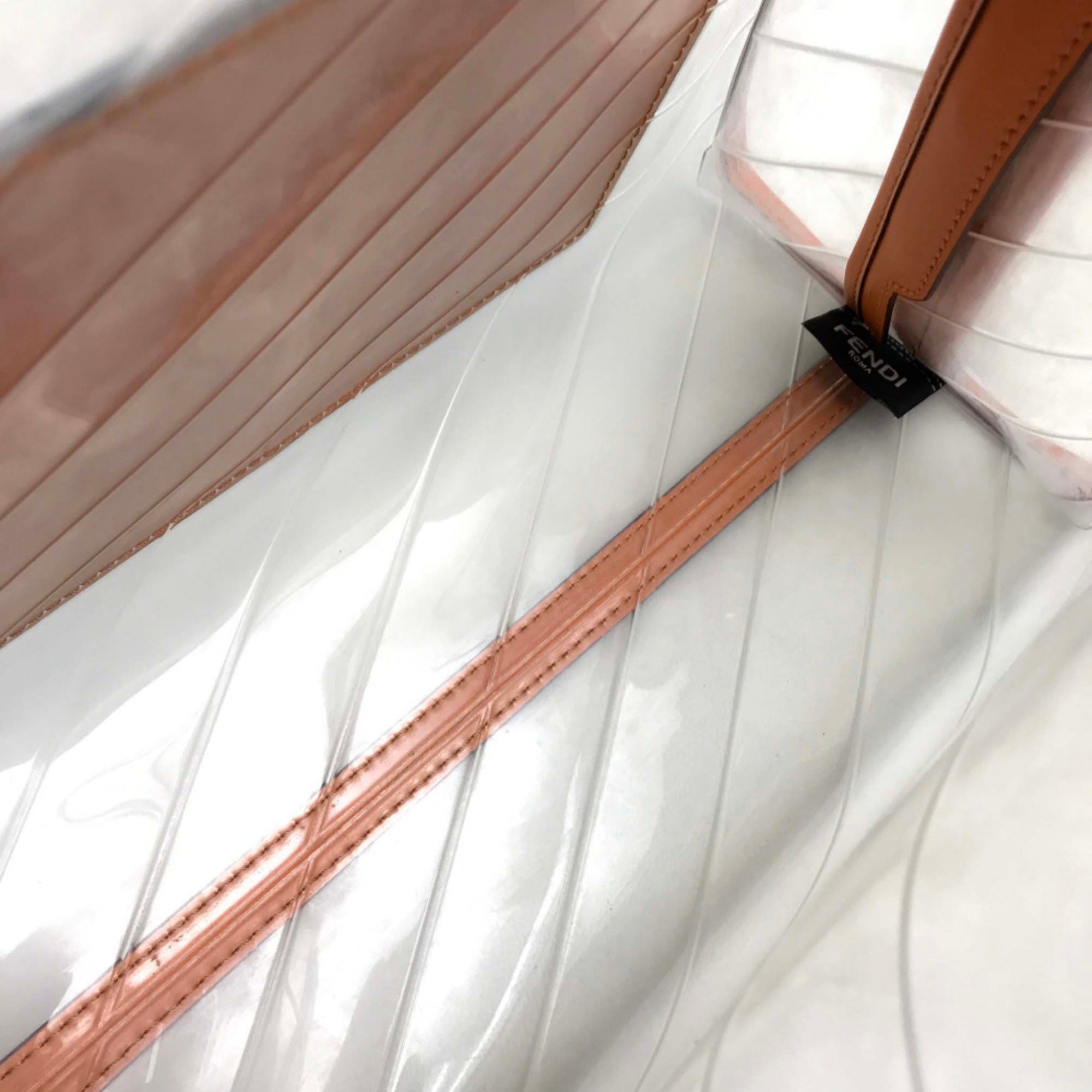 Fendi Peekaboo Clear Orange Vinyl Leather Handbag (Pre-Owned)