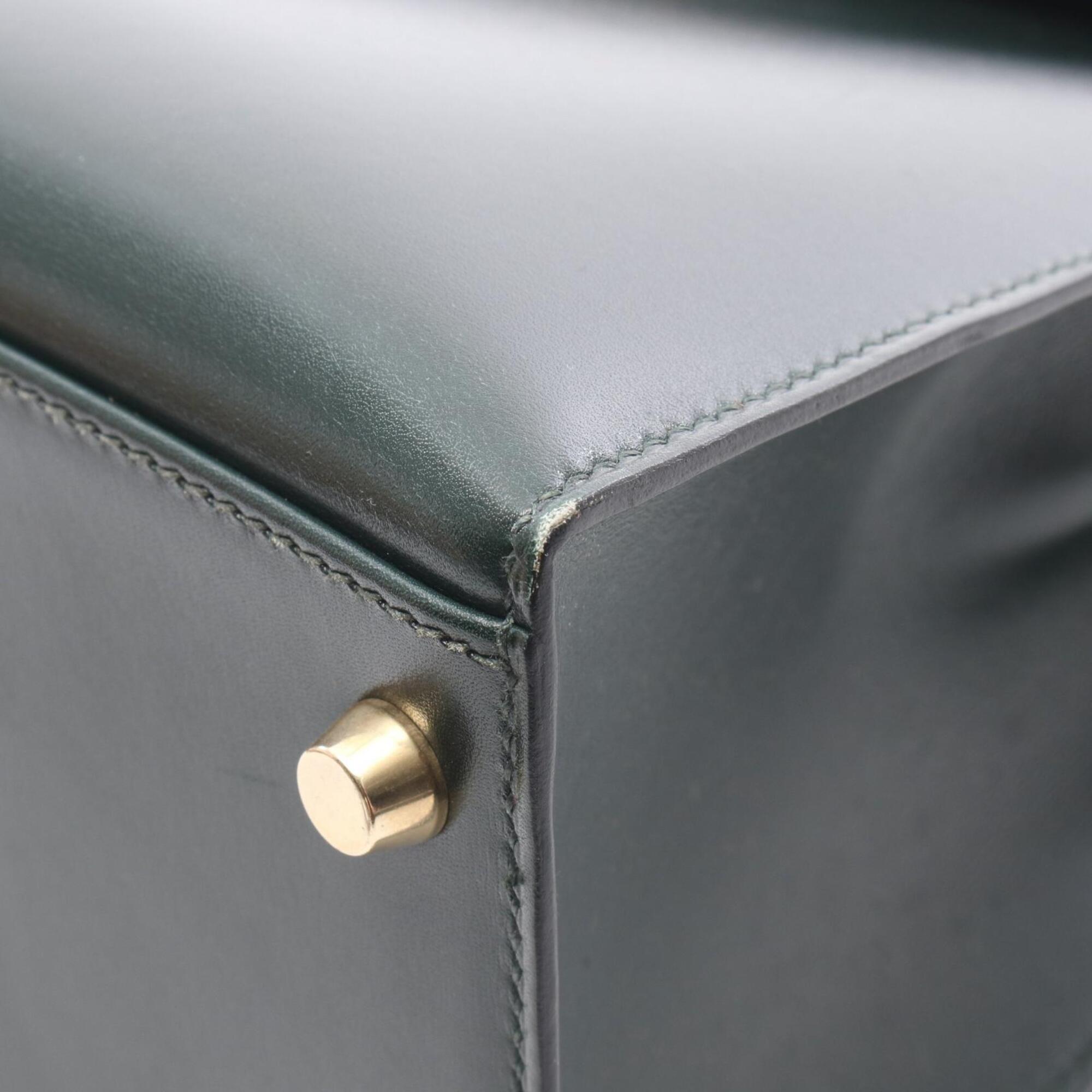 Hermes Green Box Calf Leather Handbag (Pre-Owned)