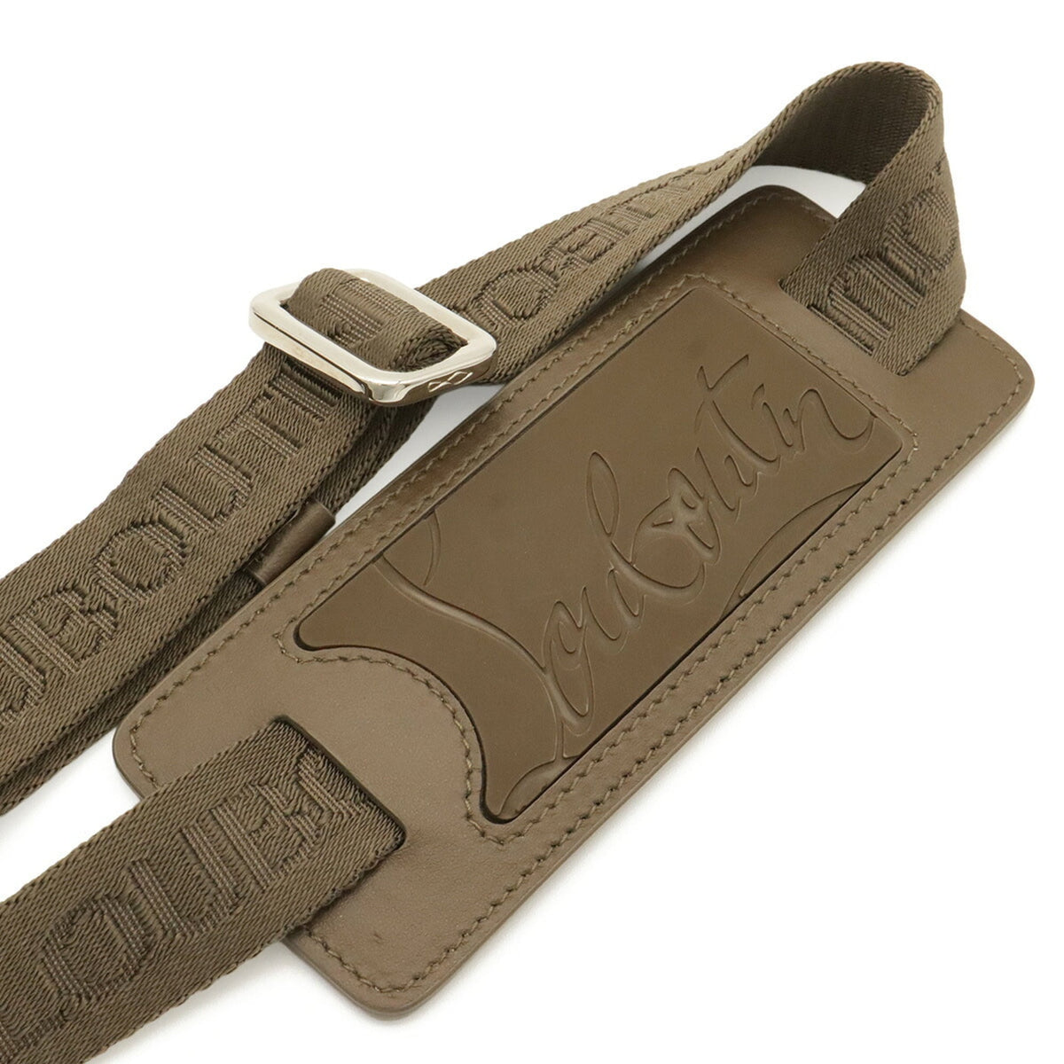 Christian Louboutin Khaki Brown Nylon Leather Rubber Handbag Shoulder Bag Sling Bag (Pre-Owned)
