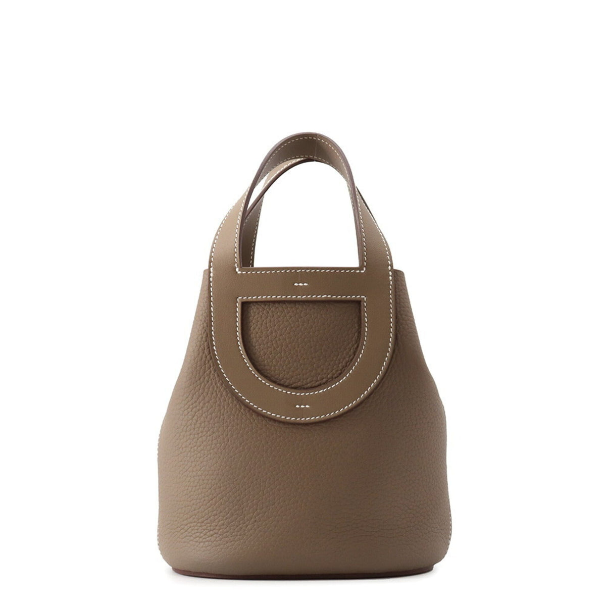 Hermes Etoupe Gray Taurillon Clemence Leather Swift Leather Tote Bag (Pre-Owned)