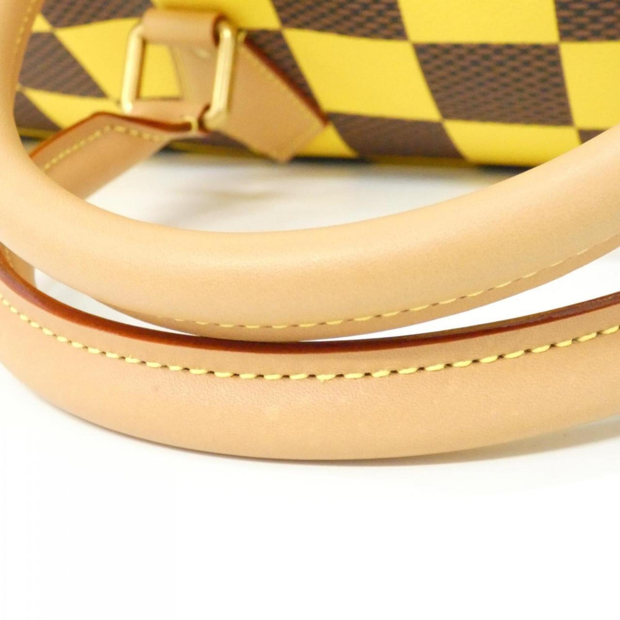 Louis Vuitton Ebene Yellow Coated Canvas Boston Bag (Pre-Owned)