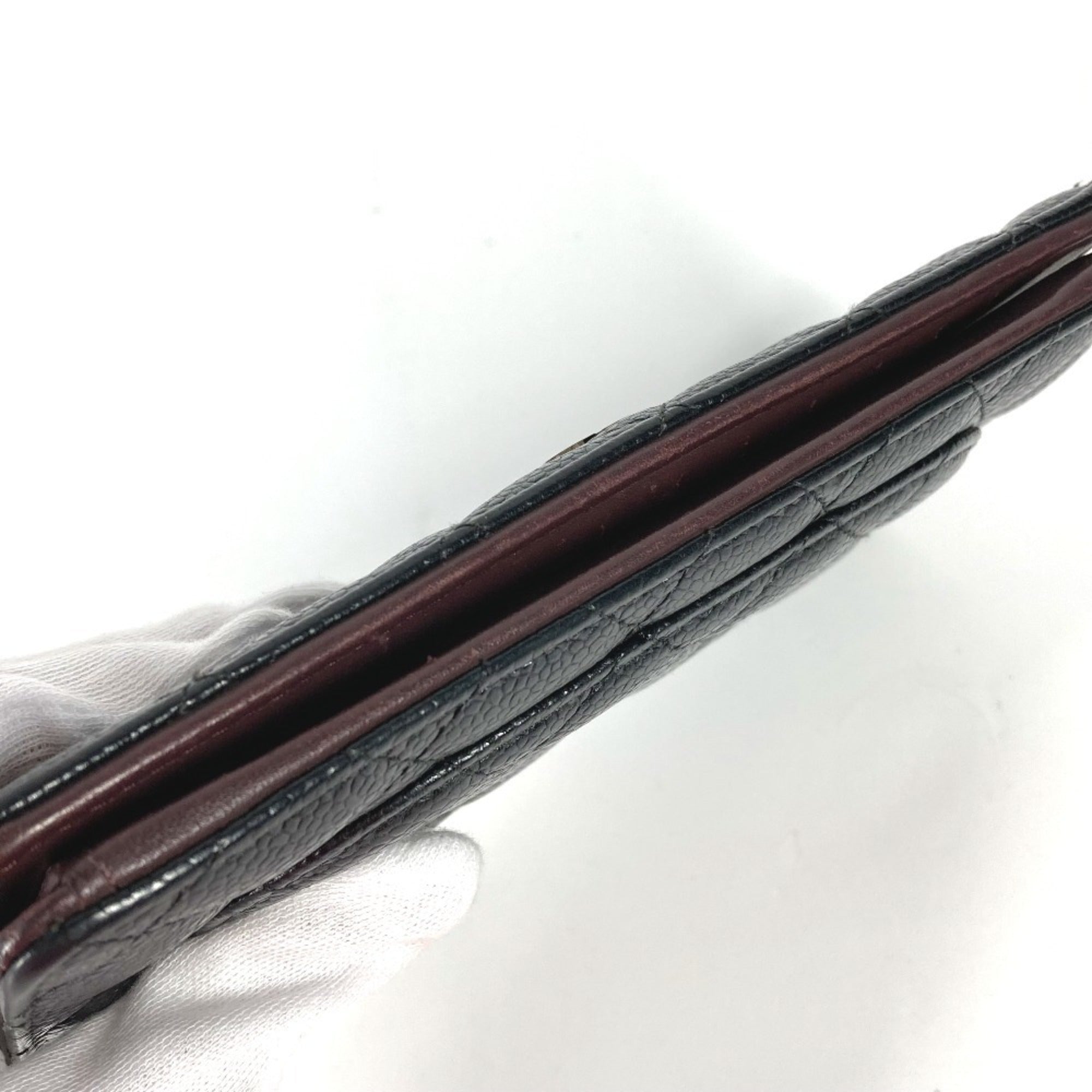 Chanel Black Grained Calfskin Long Wallet (Bi-Fold) (Pre-Owned)