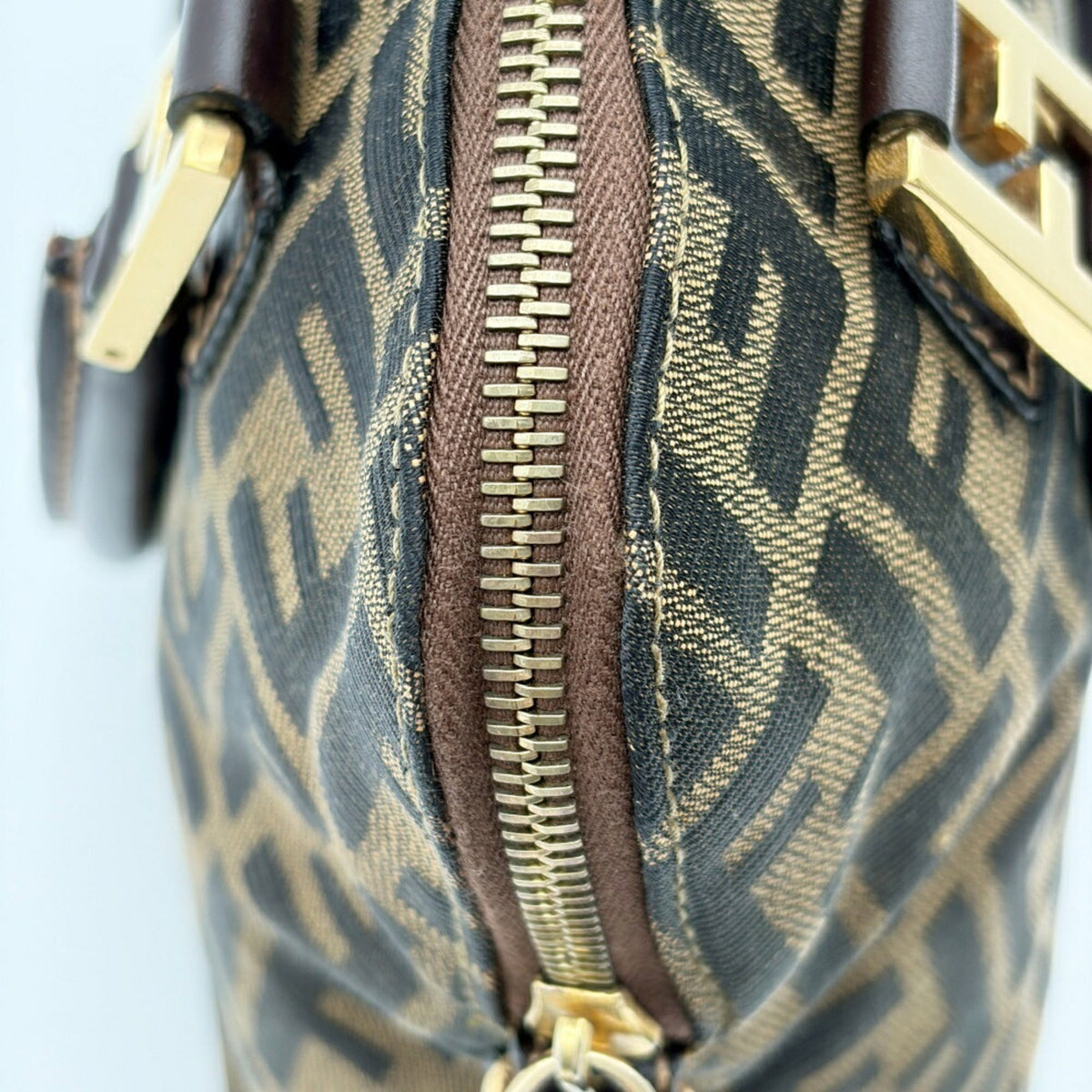 Fendi Brown Canvas Leather Shoulder Bag (Pre-Owned)