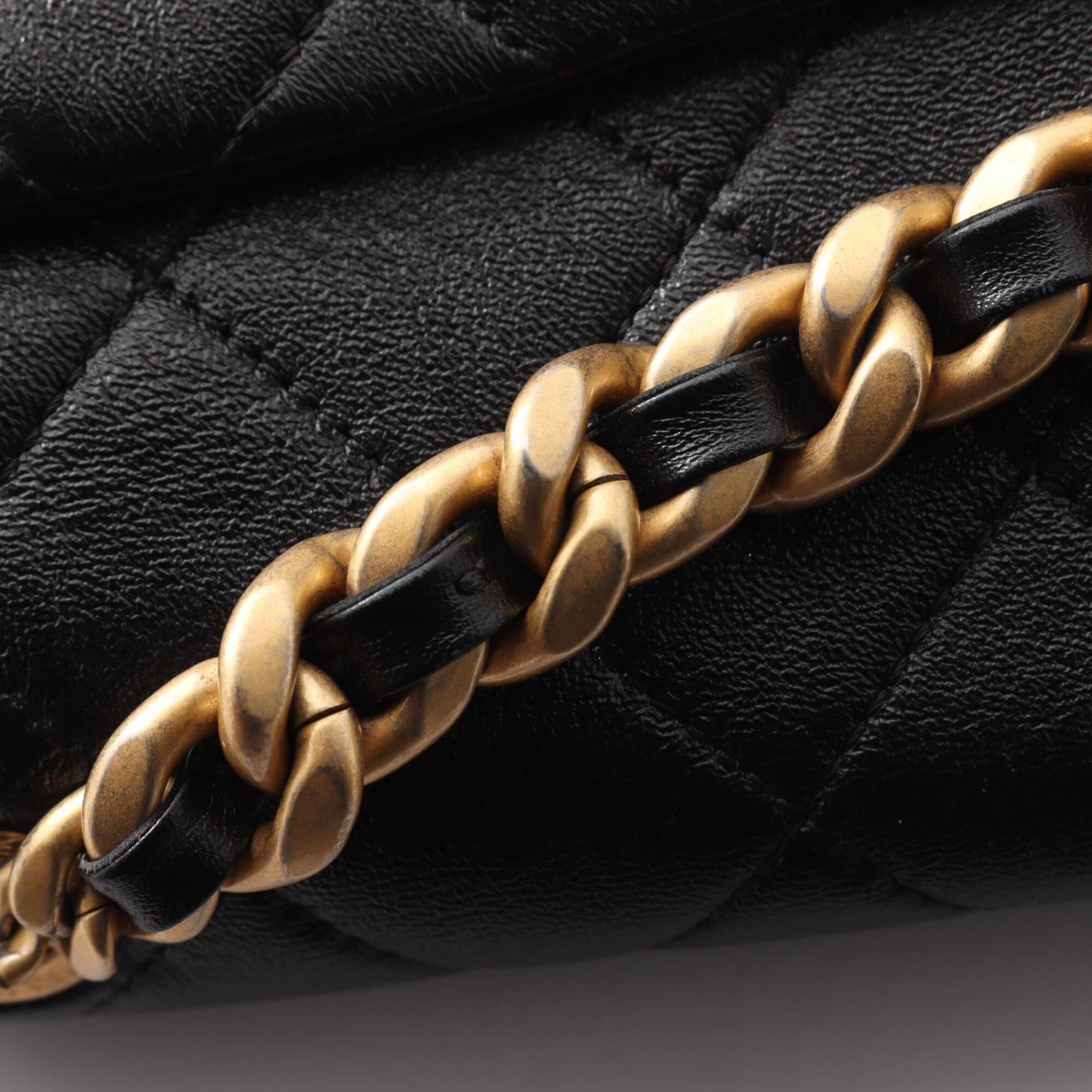 Chanel Black Leather Handbag Shoulder Bag (Pre-Owned)