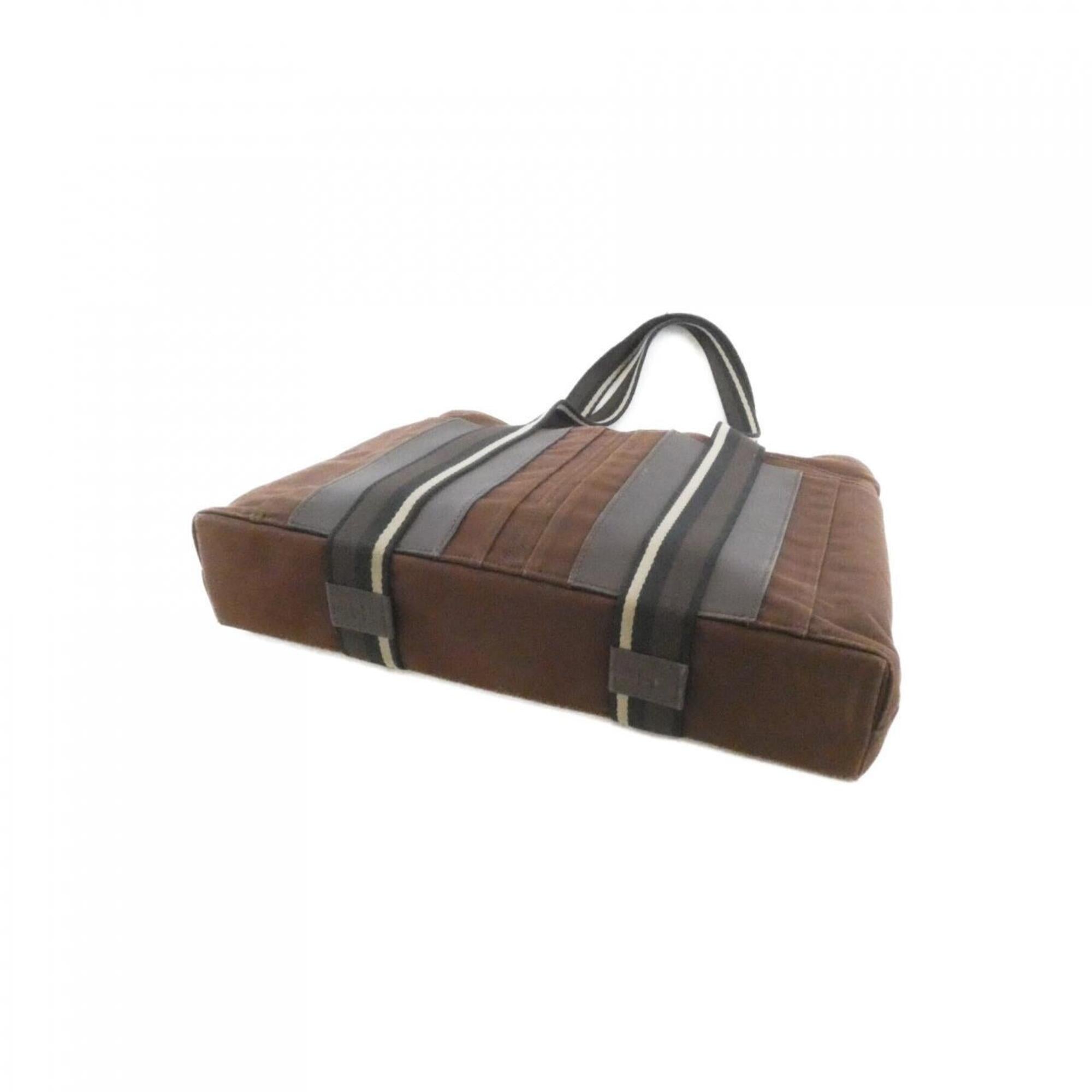 Hermes Troca Horizontal Chocolat Canvas Handbag (Pre-Owned)