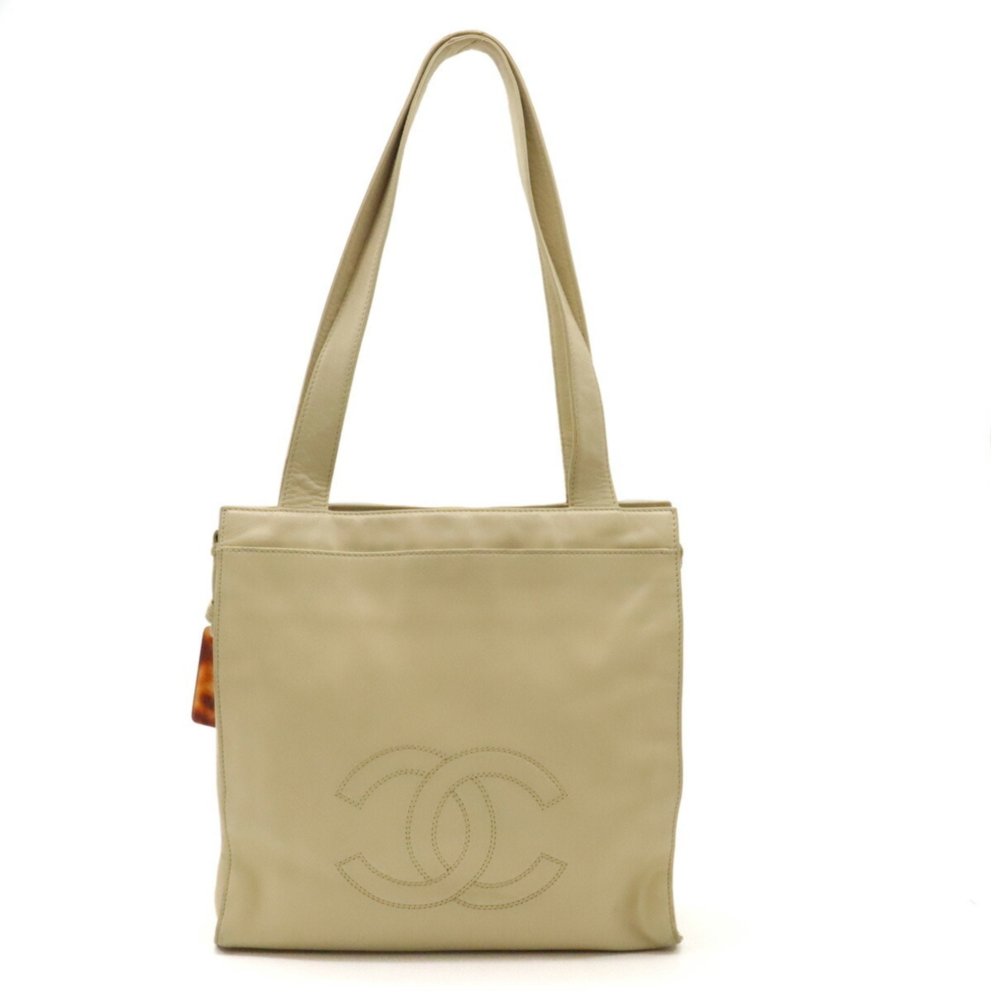 Chanel Light Beige Leather Tote Bag (Pre-Owned)