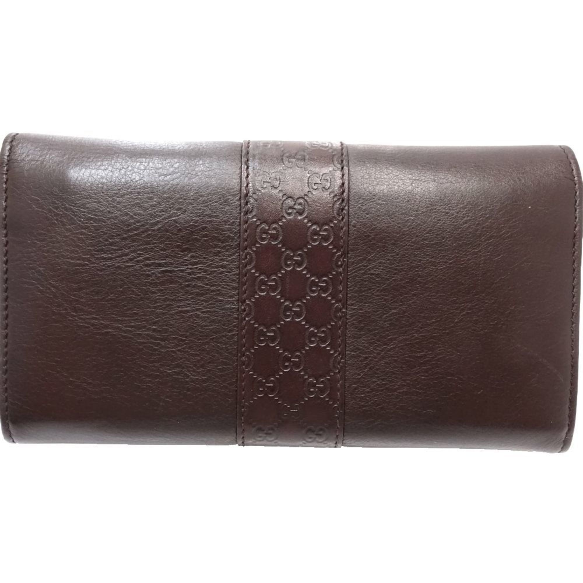 Gucci Dark Brown Leather Long Wallet (Bi-Fold) (Pre-Owned)