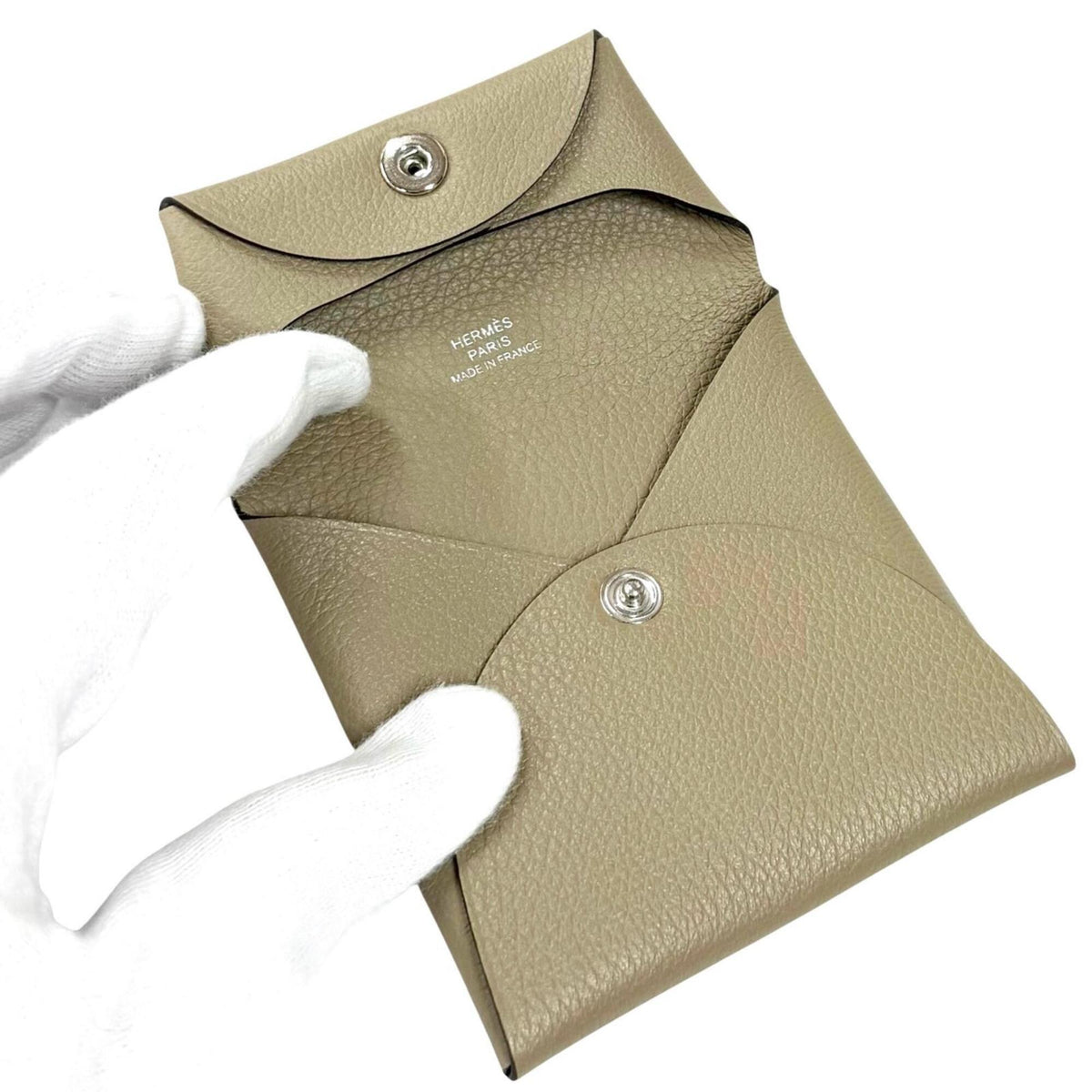 Hermes Bastia Beige Evercalf Leather Coin Purse/Coin Case (Pre-Owned)