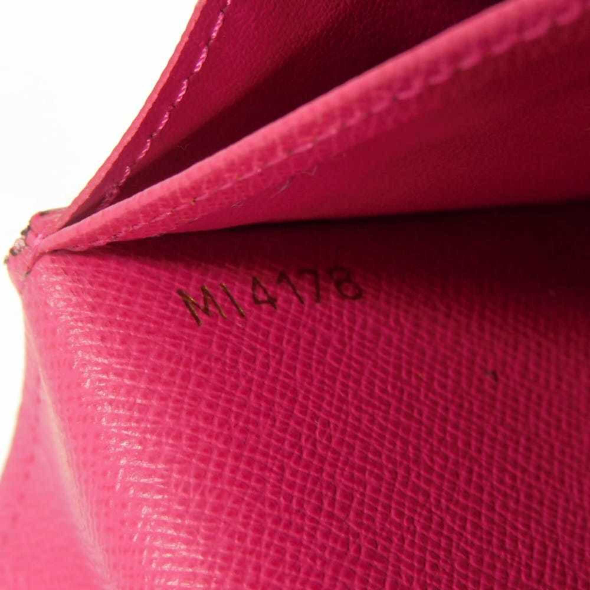 Louis Vuitton Brown Hot Pink Monogram Canvas Leather Long Wallet (Bi-Fold) (Pre-Owned)