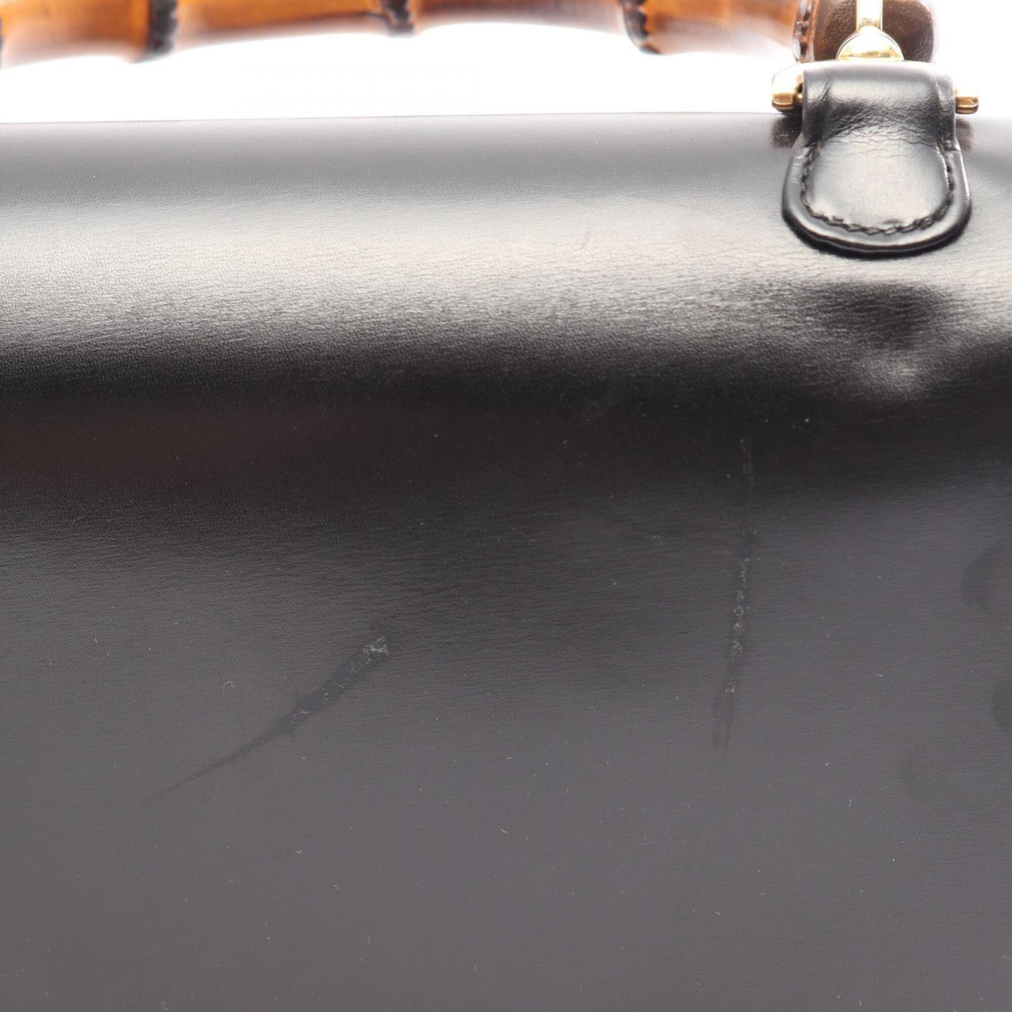 Gucci Bamboo Black Leather Handbag (Pre-Owned)