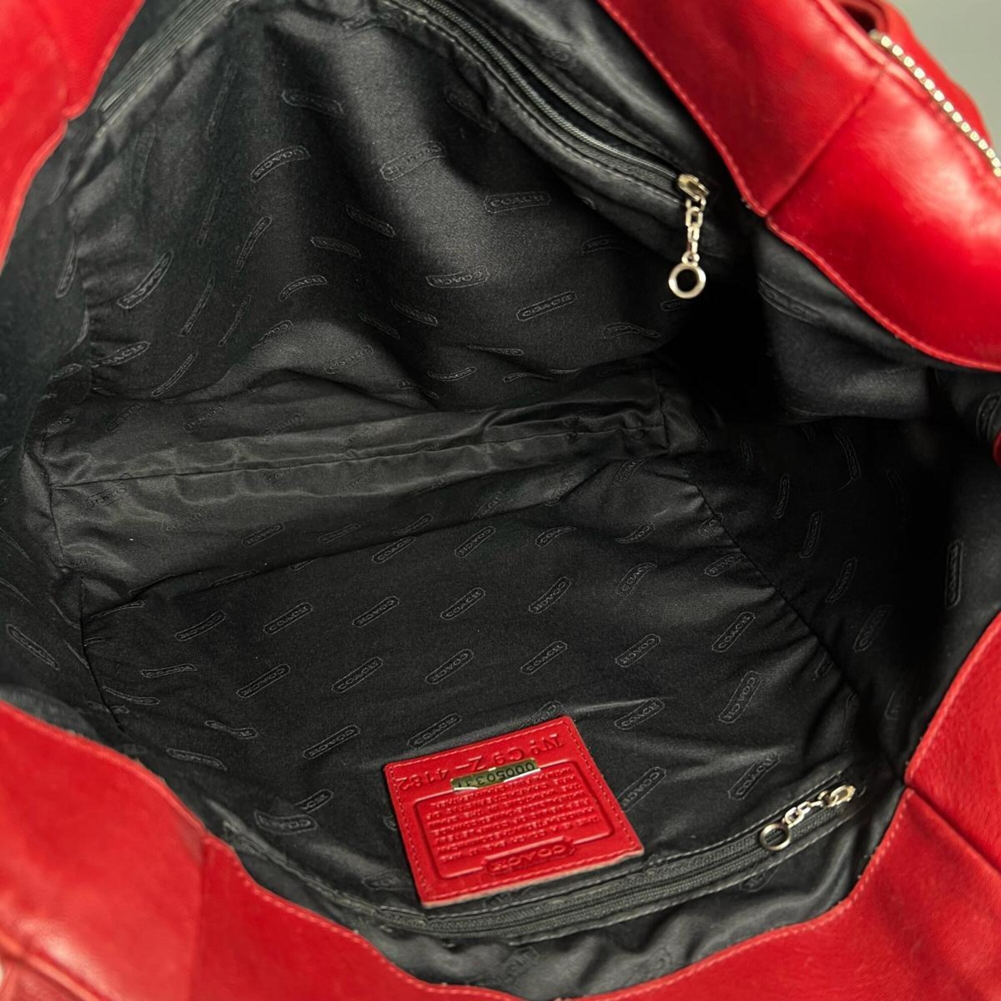 Coach Red Color Leather Handbag Tote Bag (Pre-Owned)