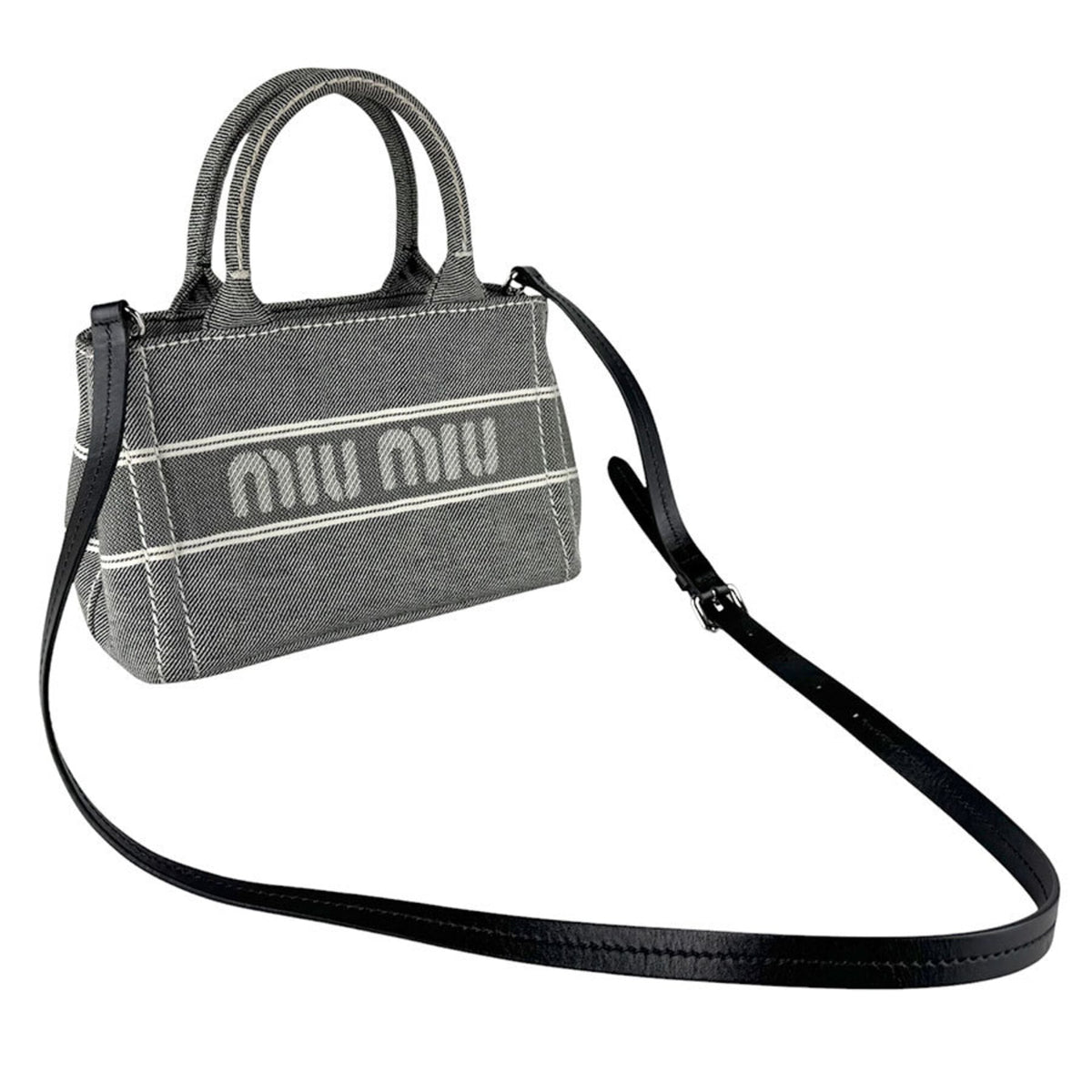 Miu Miu Black Canvas Handbag Shoulder Bag (Pre-Owned)