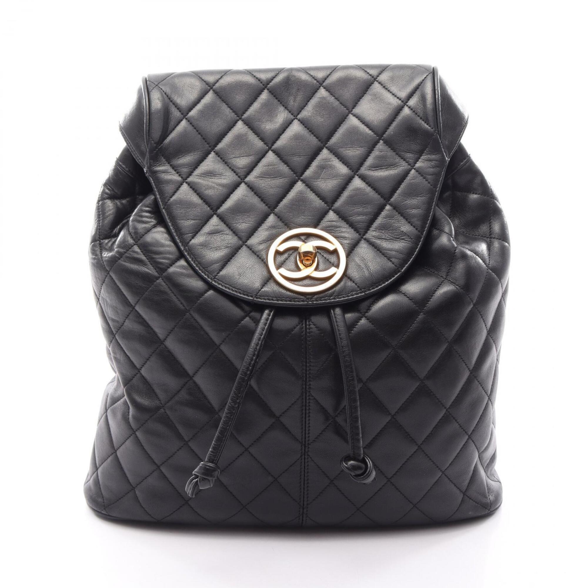 Chanel Black Leather Backpack Handbag (Pre-Owned)