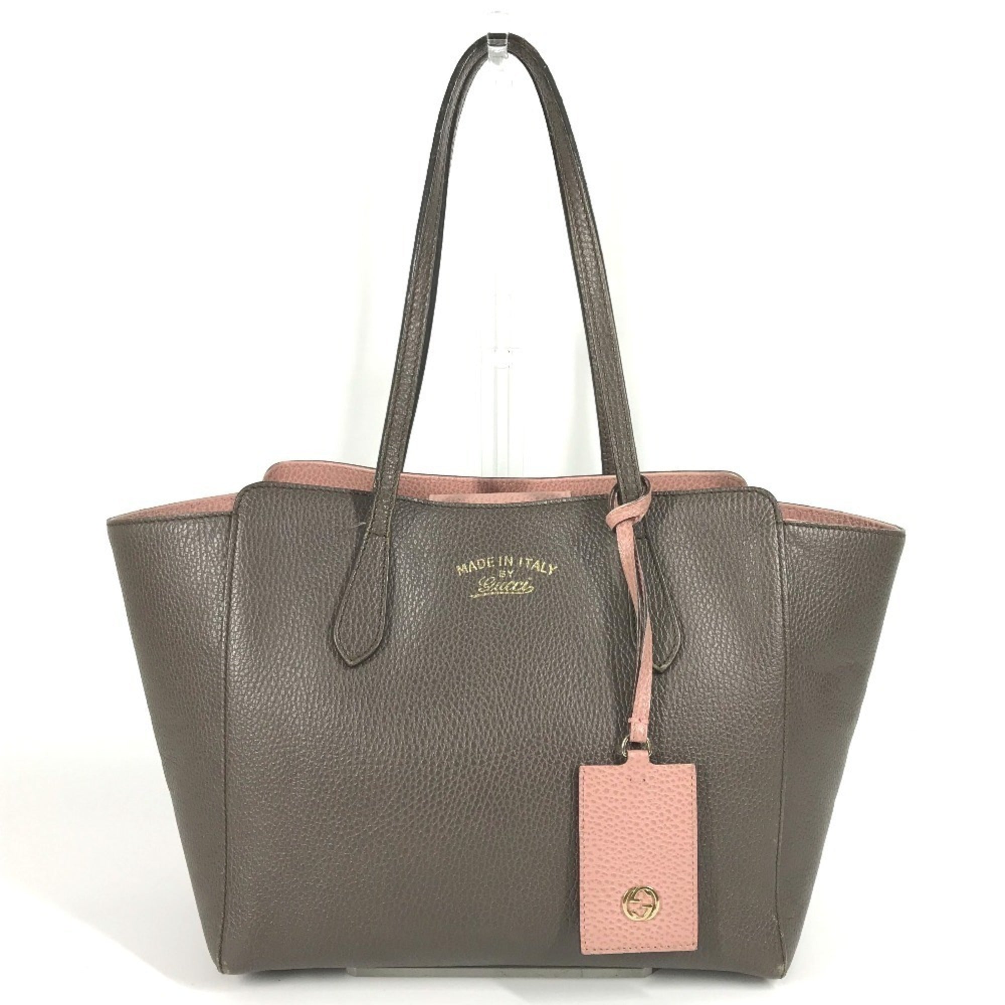 Gucci Gray Pink Leather Shoulder Bag Tote Bag (Pre-Owned)