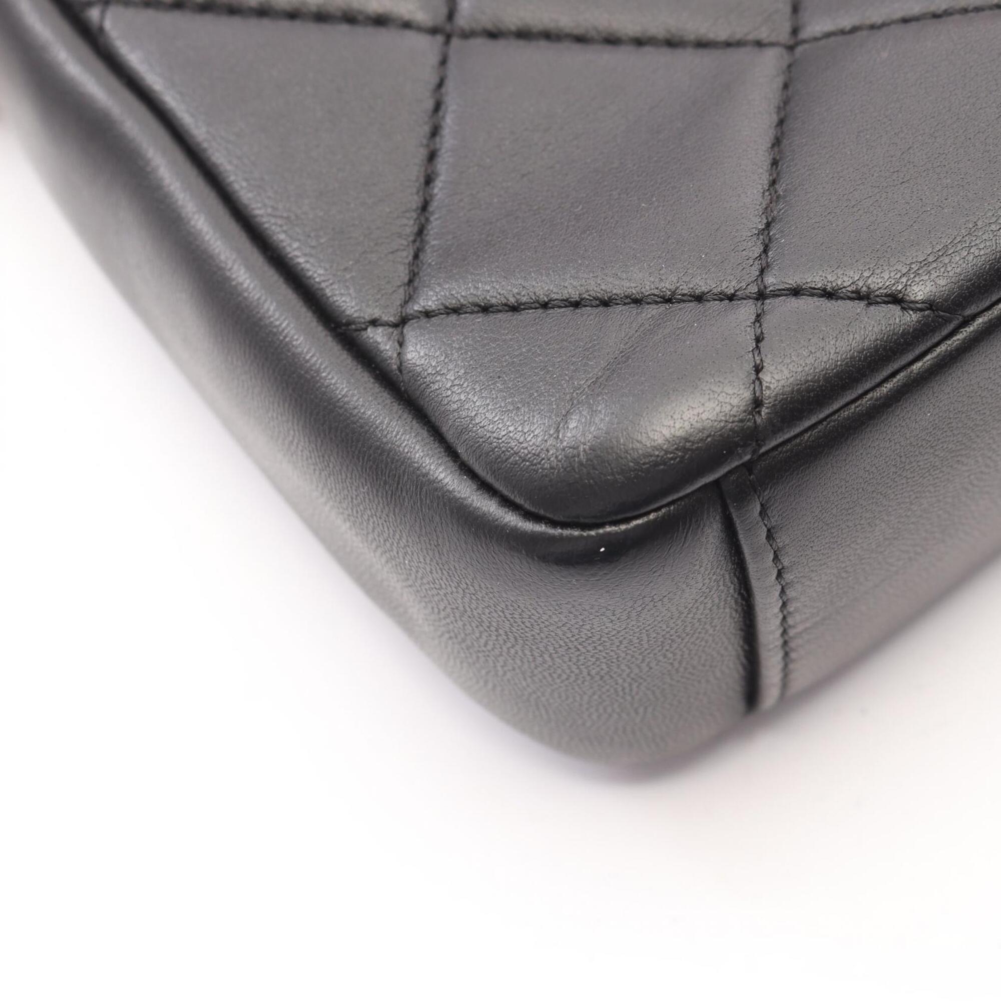 Chanel Enamel Black Leather Handbag Shoulder Bag (Pre-Owned)