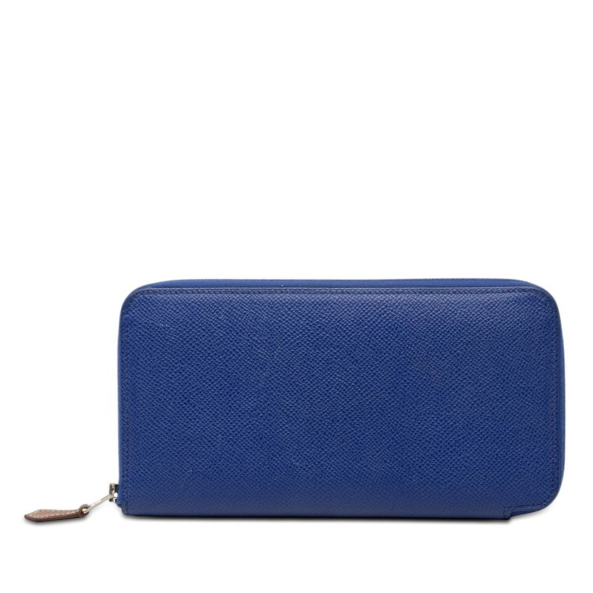 Hermes Blue Epsom Leather Long Wallet (Bi-Fold) (Pre-Owned)