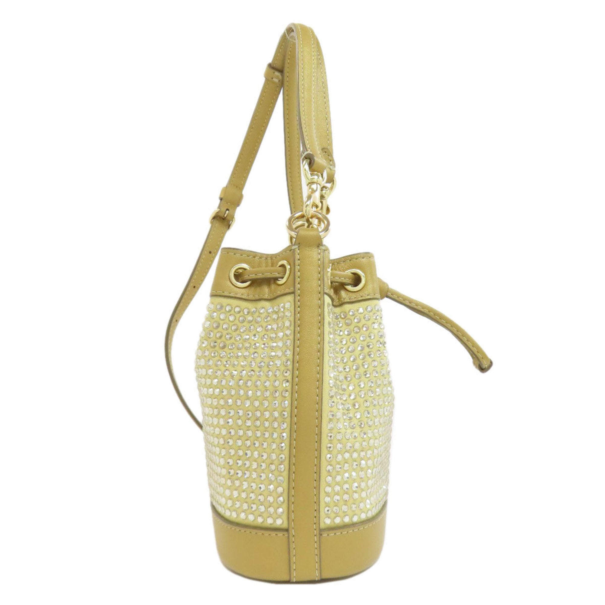 Coach Gold Rhinestone Leather Canvas Shoulder Bag (Pre-Owned)