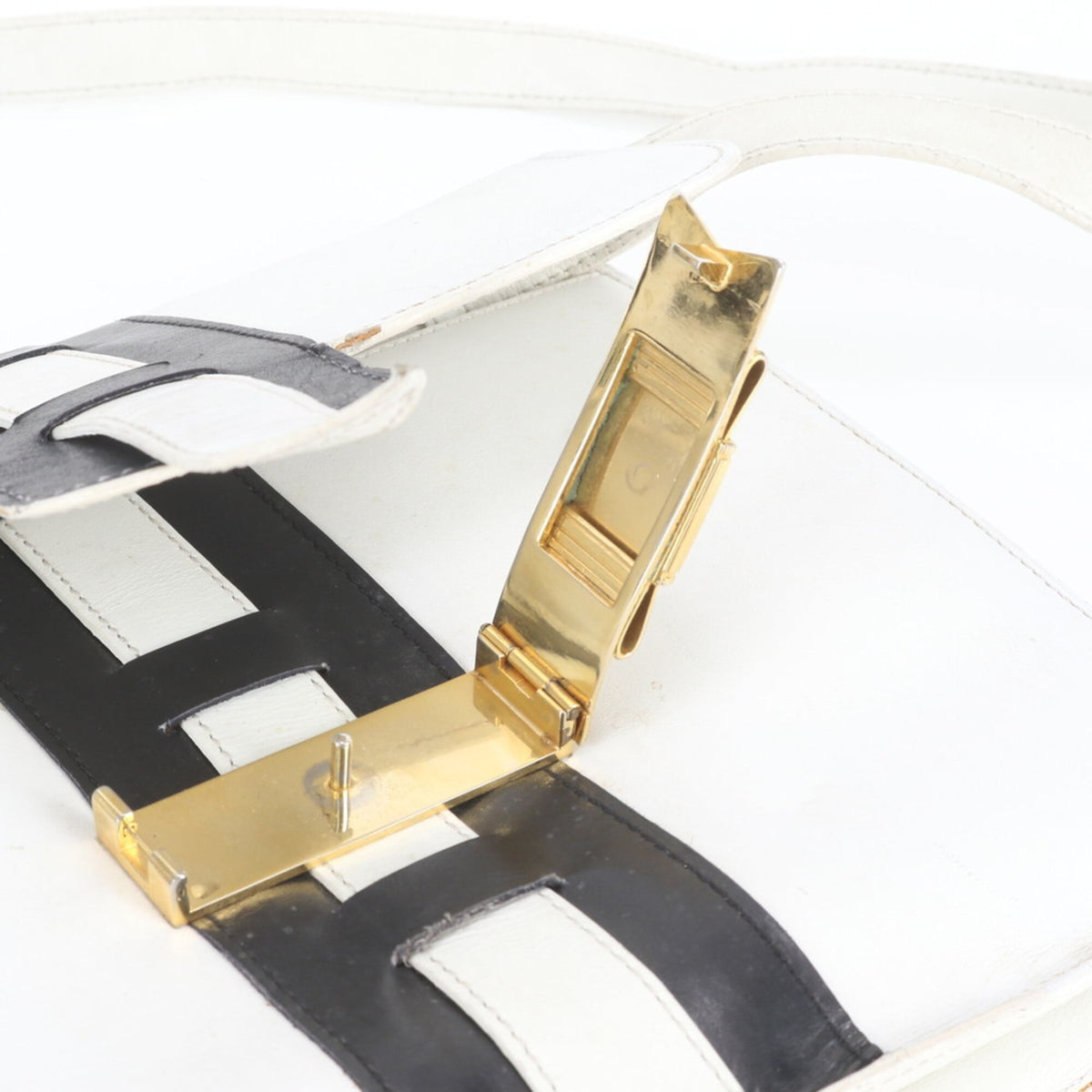 Celine Black White Leather Crossbody Bag Shoulder Bag (Pre-Owned)