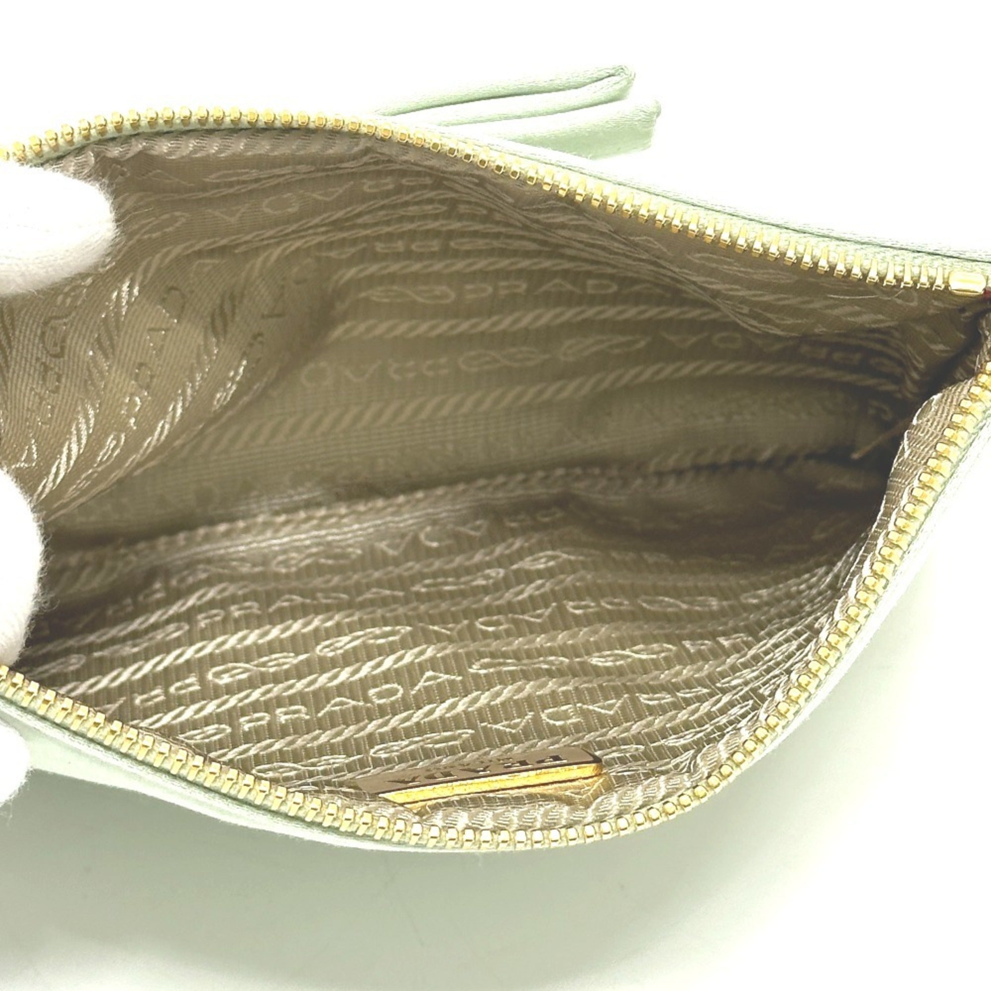 Prada Green Satin Clutch Bag (Pre-Owned)