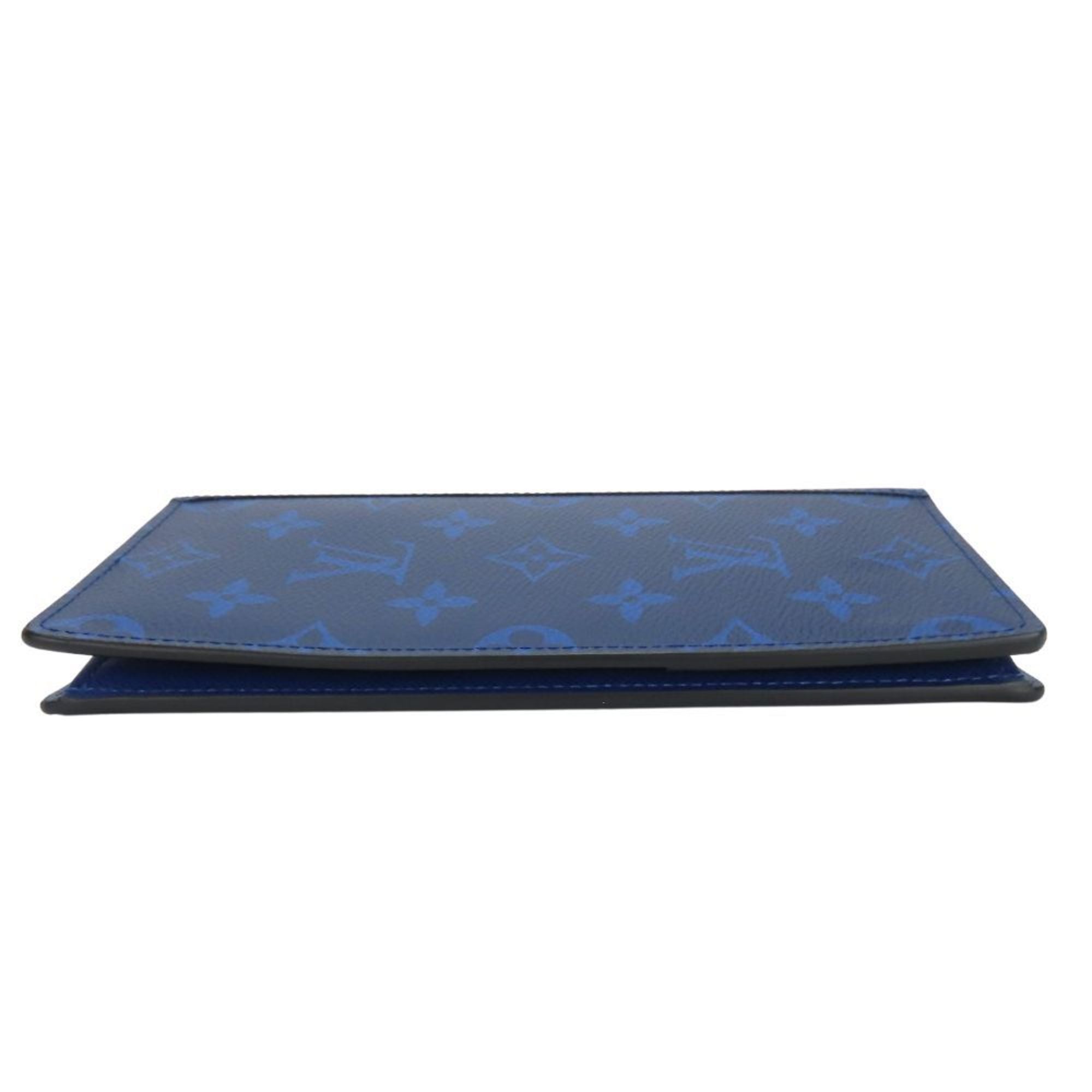 Louis Vuitton Blue Cobalt Taiga Leather Monogram Long Wallet (Bi-Fold) (Pre-Owned)