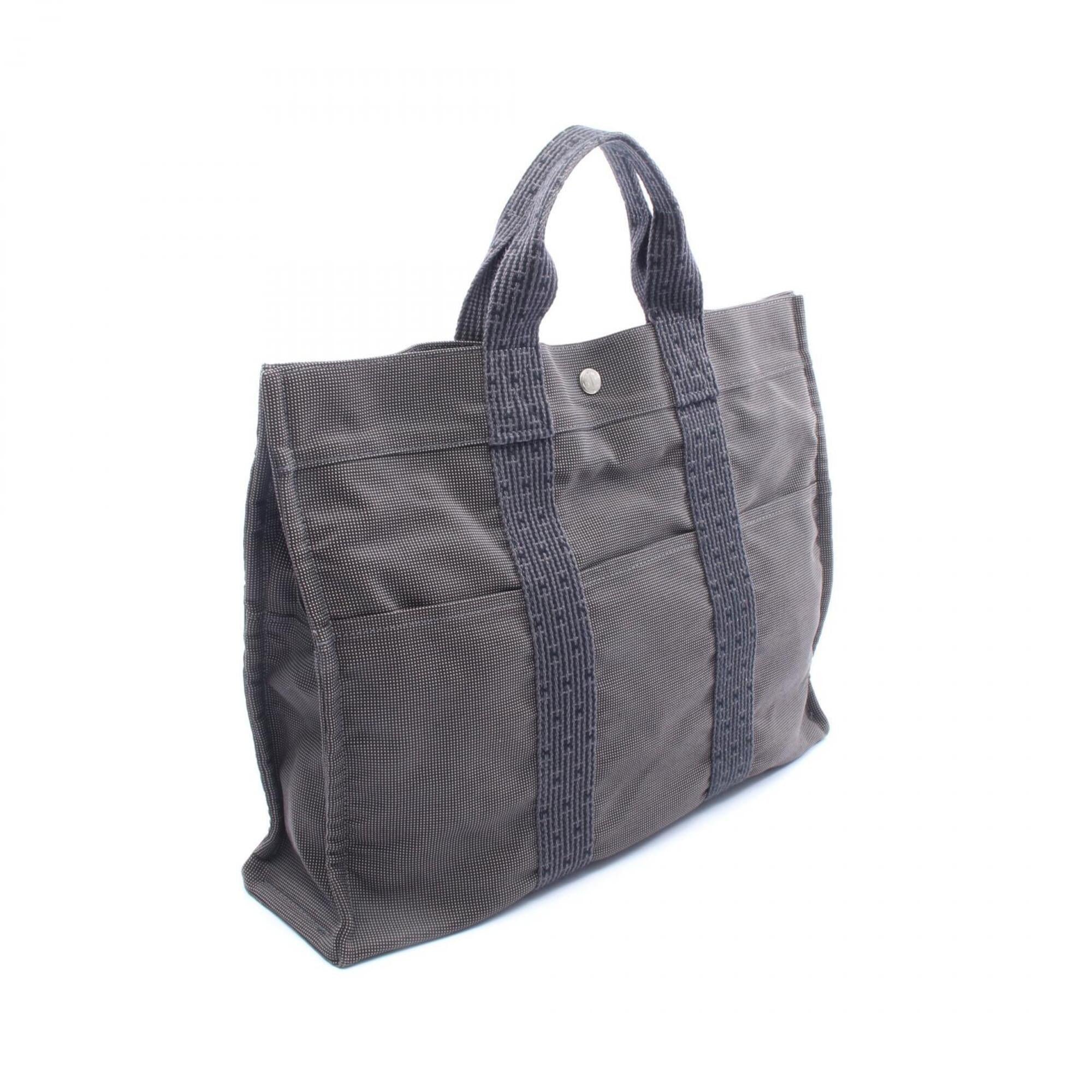Hermes Gray Nylon Canvas Handbag Tote Bag (Pre-Owned)