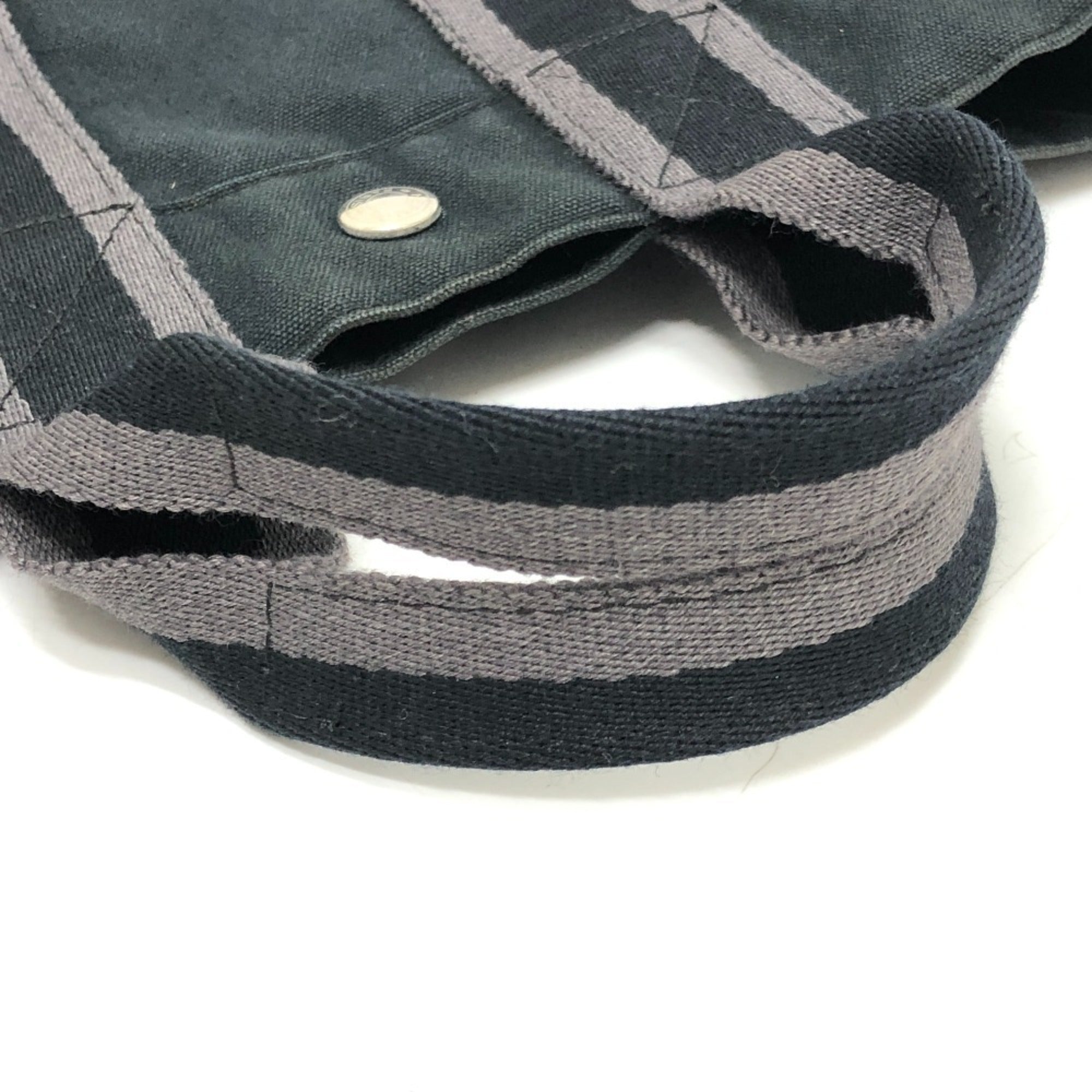 Hermes Black Canvas Handbag Tote Bag (Pre-Owned)
