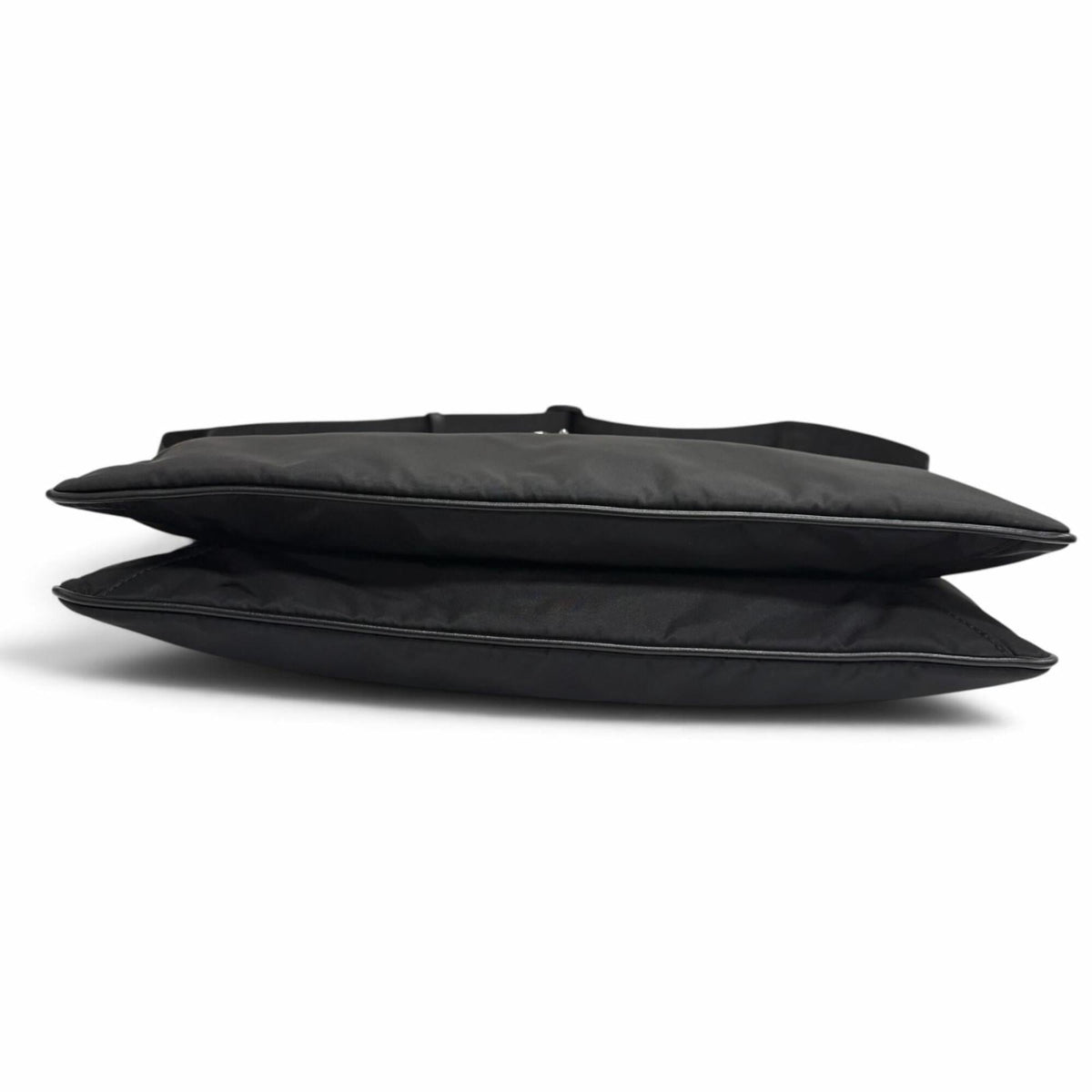 Versace Black Nylon Leather Clutch Bag Shoulder Bag (Pre-Owned)